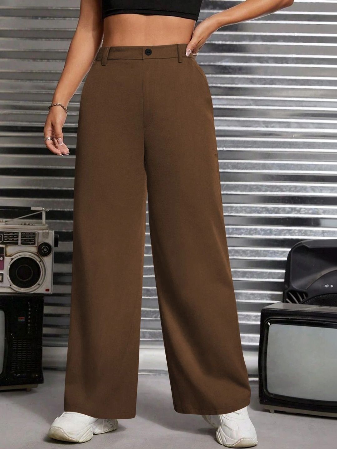 BAESD Women Relaxed Straight Leg High-Rise Easy Wash Trousers-picture-32