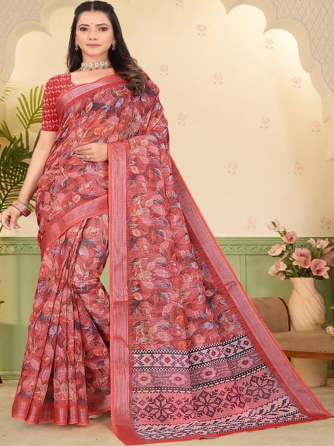 JIVIKA Floral Silk Cotton Fusion Kanjeevaram Saree-picture-41