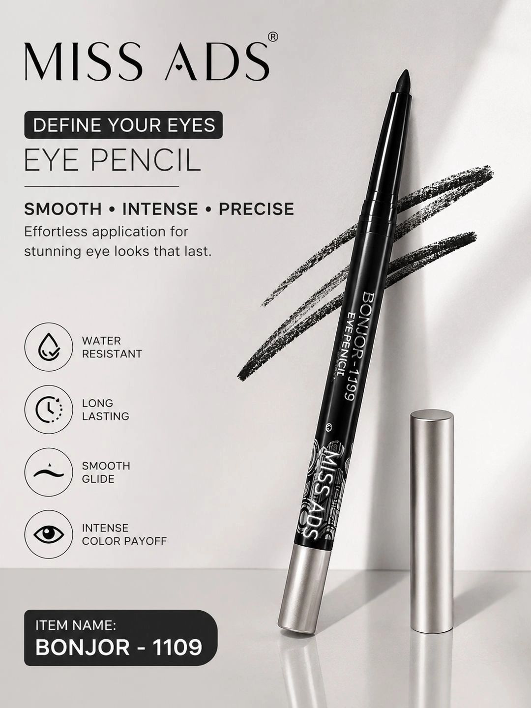 MISS ADS Long Lasting Eye Pencil - 2 g - Black-image-21
