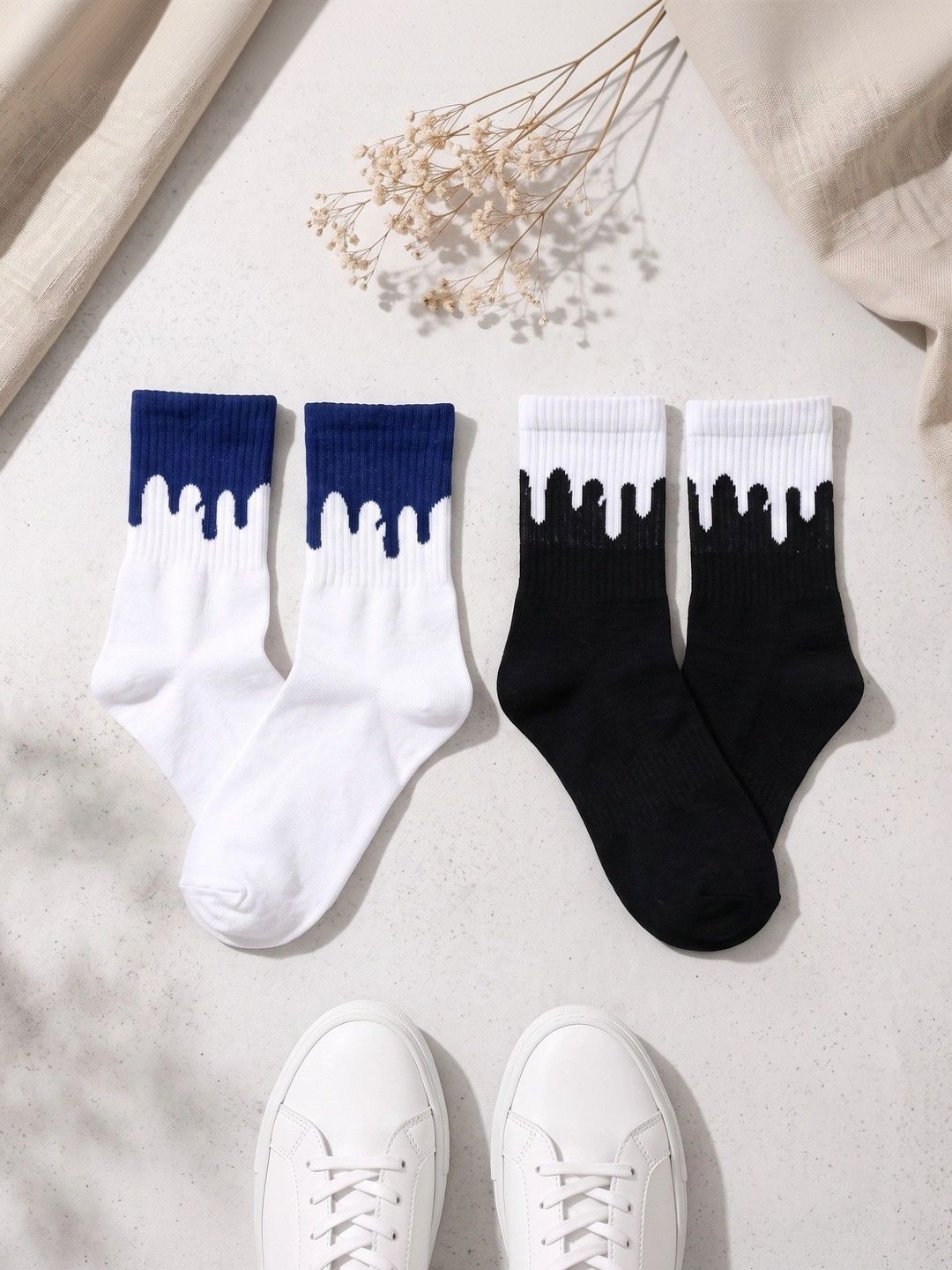 SWAZ Men Pack of 2 Cotton Assorted Patterned Above Ankle Socks-image-19
