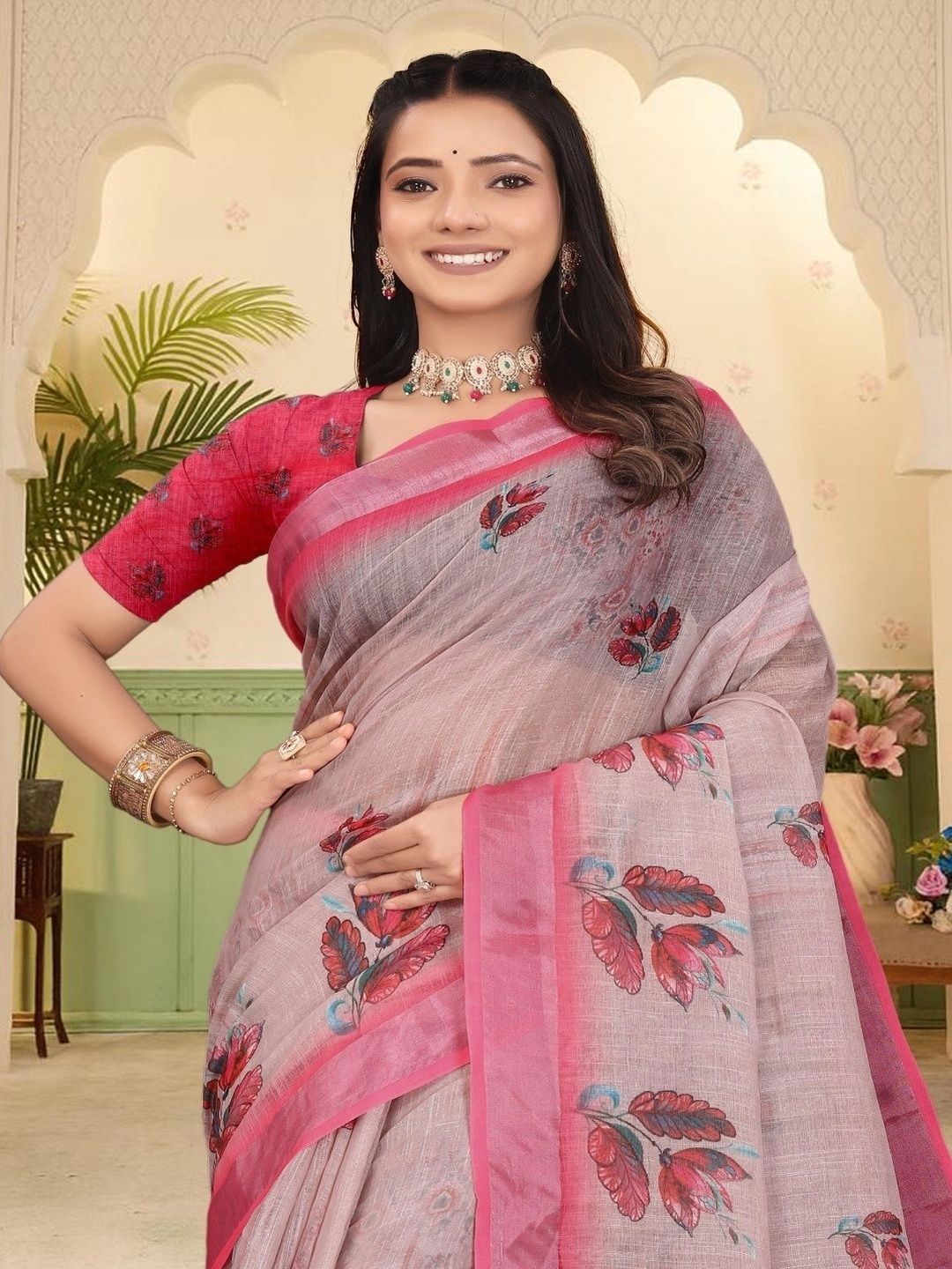 JIVIKA Floral Silk Cotton Kanjeevaram Saree-picture-33