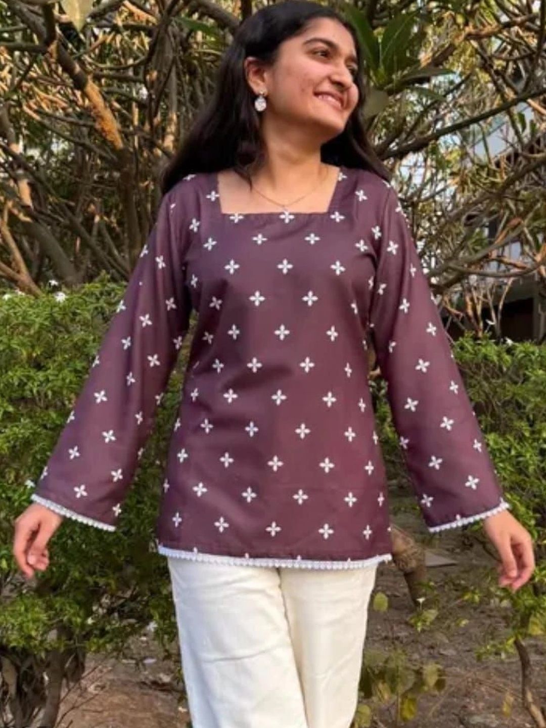 NIVEDANAM Geometric Printed Square Neck Kurti-picture-13