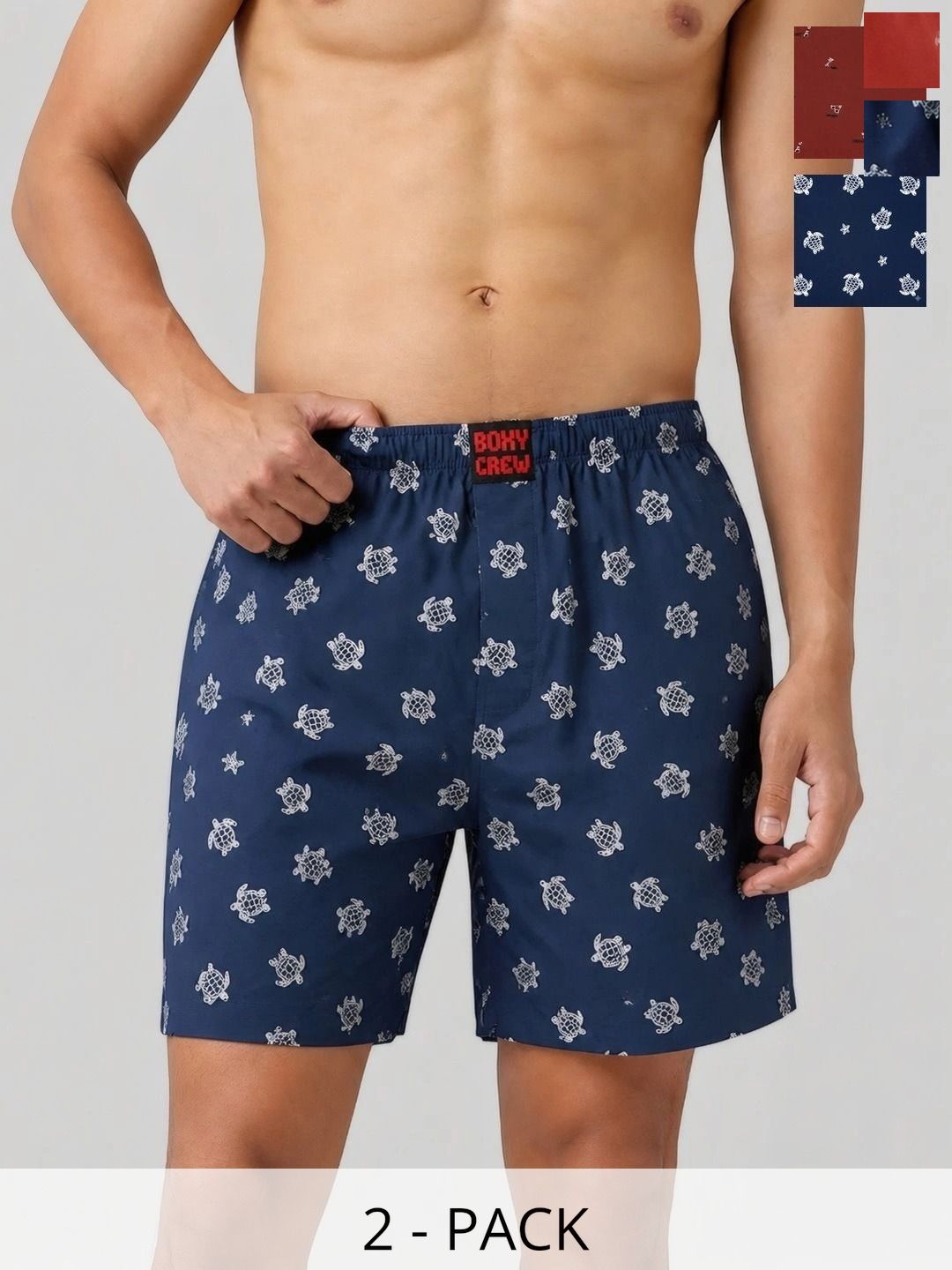 Boxy Crew Pack Of 2 Printed Pure Cotton Boxers-picture-58