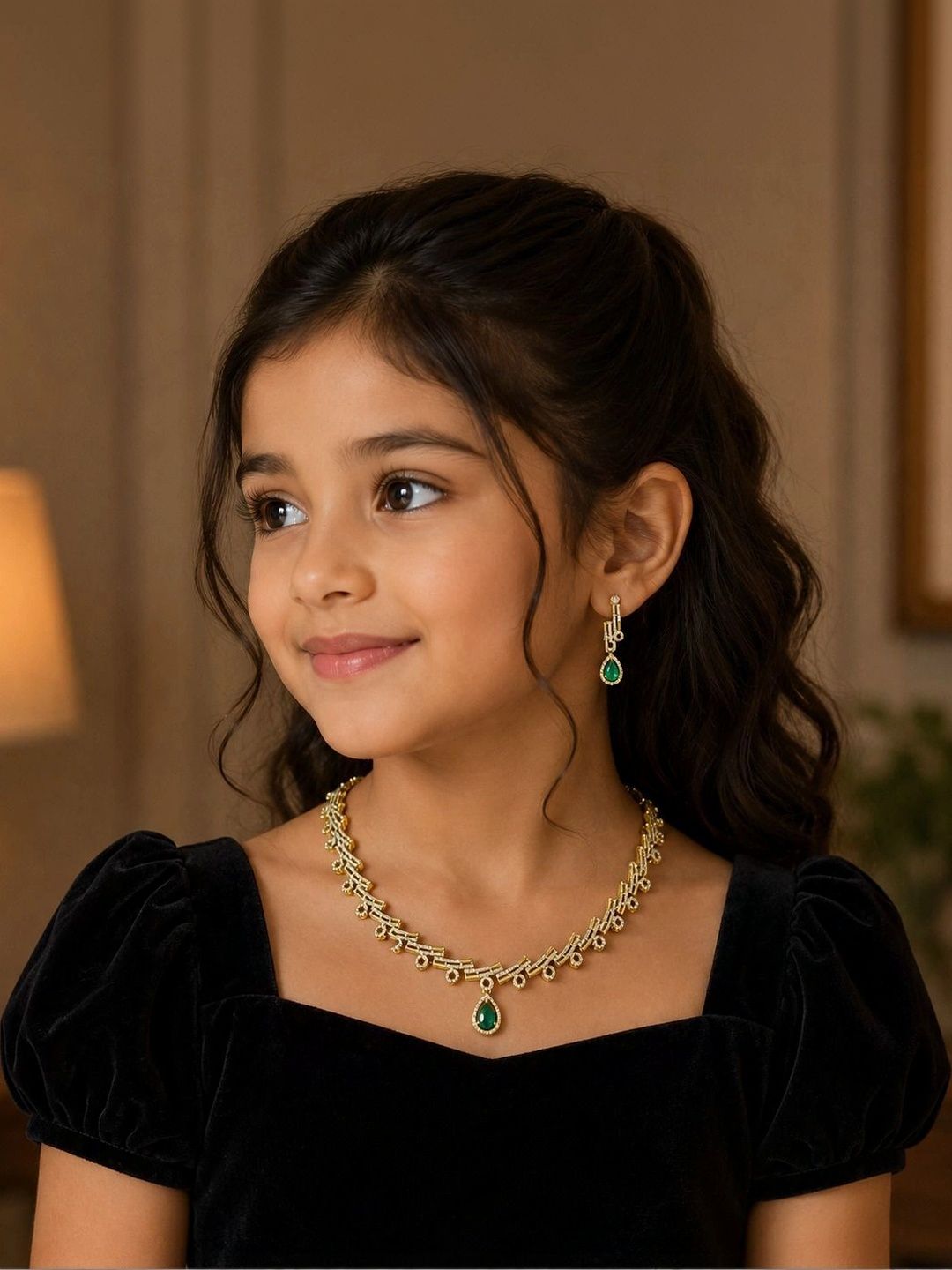 Elvixaa Gold-Plated American Diamond Necklace and Earrings-picture-39