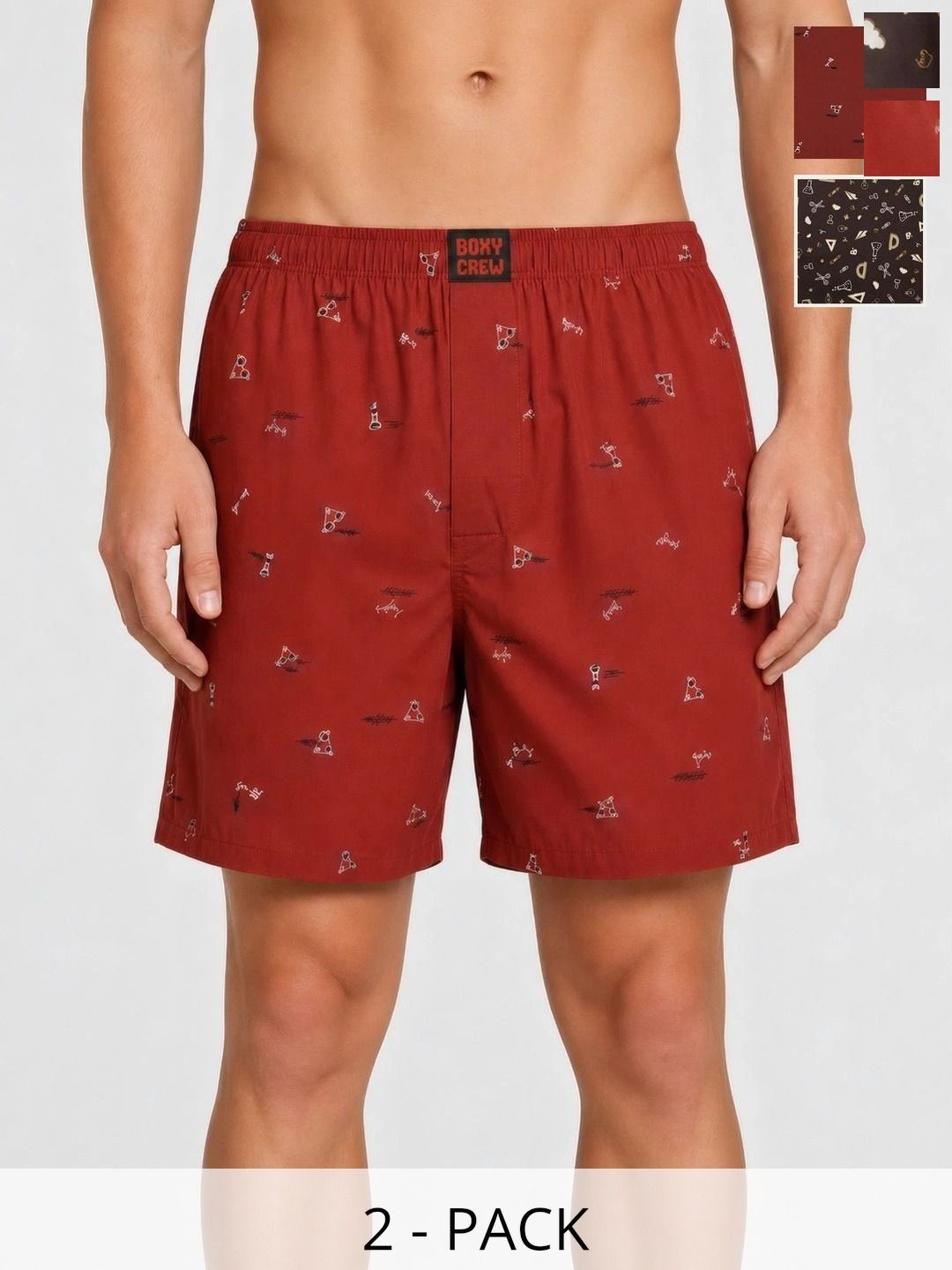 Boxy Crew Pack Of 2 Printed Pure Cotton Mid Rise Boxers-picture-41