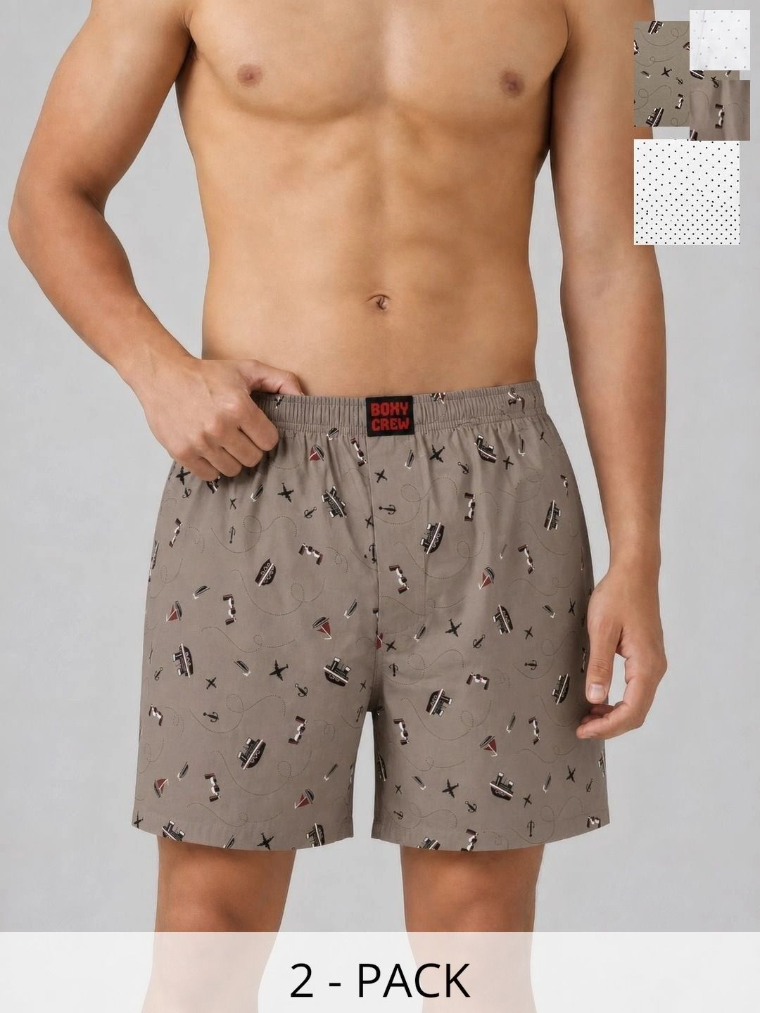 Boxy Crew Pack Of 2 Printed Pure Cotton Mid Rise Boxers-picture-17