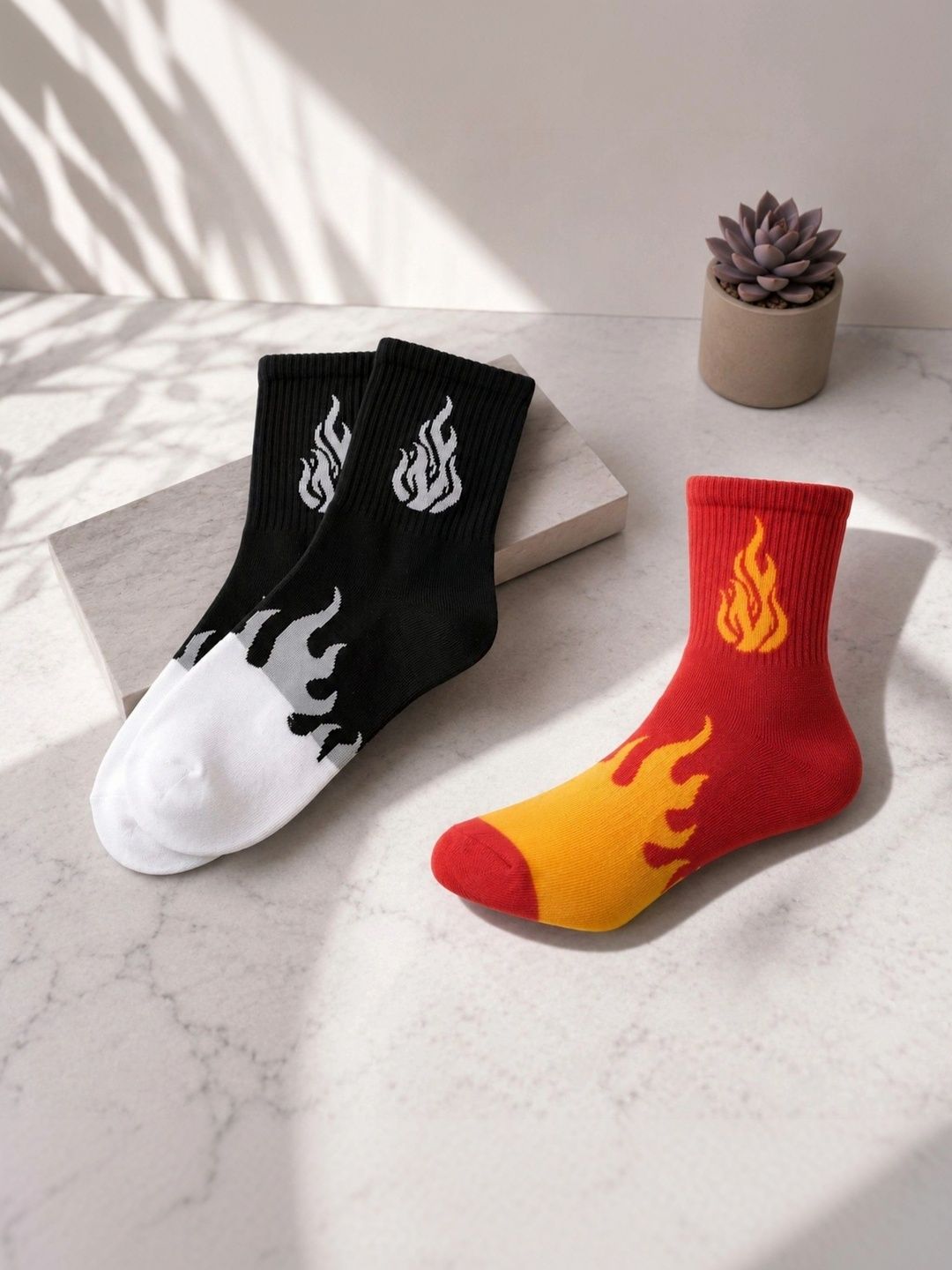 pell-mell Men Pack of 2 Cotton Assorted Patterned Above Ankle Socks-picture-55