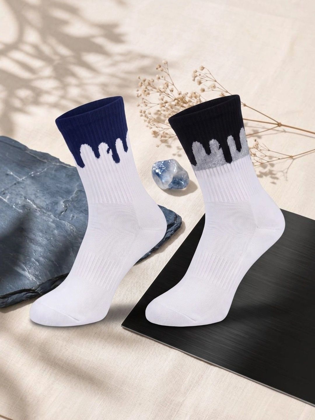 SWAZ Men Pack of 2 Cotton Assorted Patterned Above Ankle Socks-picture-39