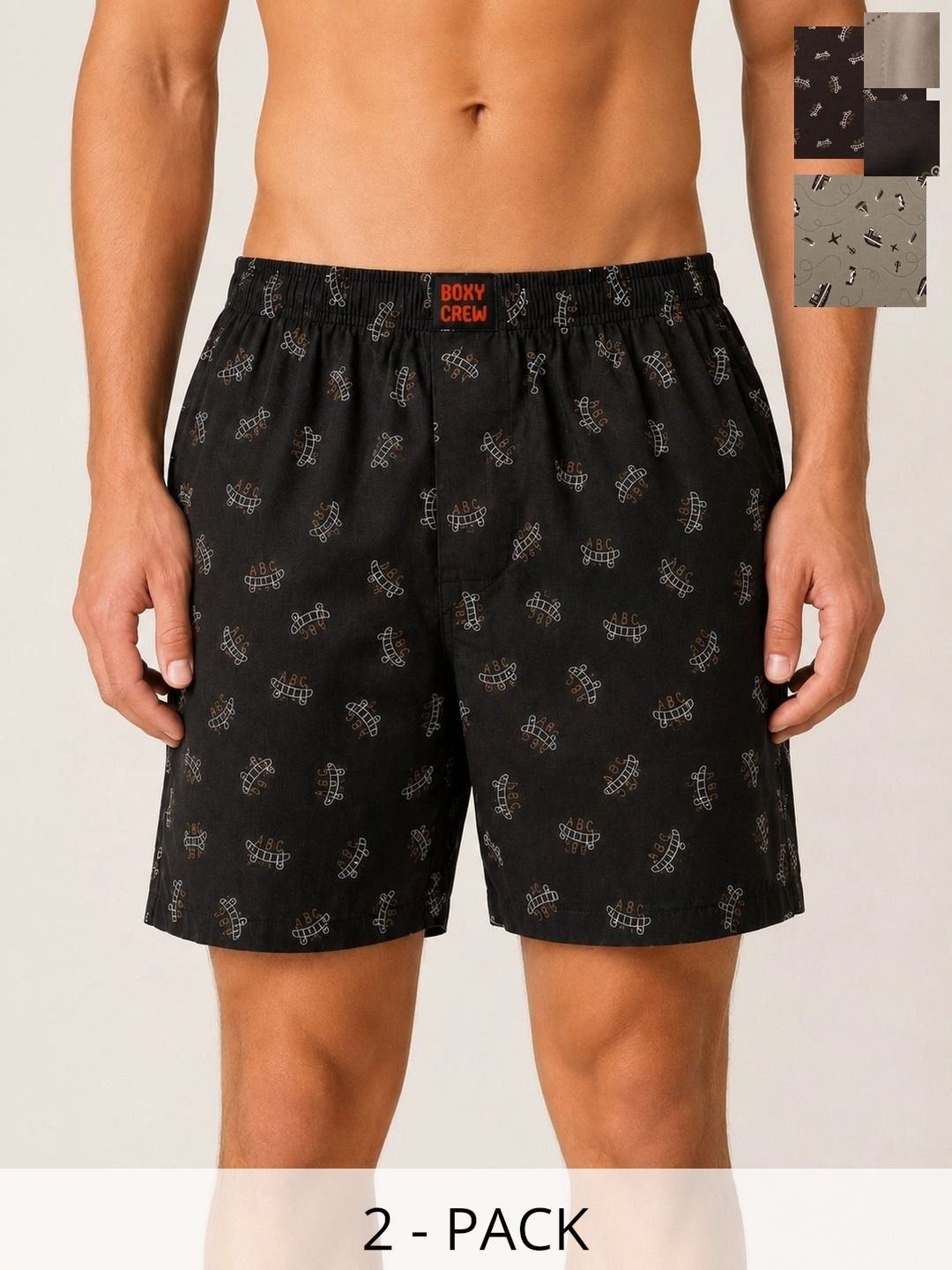 Boxy Crew Pack Of 2 Printed Pure Cotton Mid Rise Boxers-picture-57