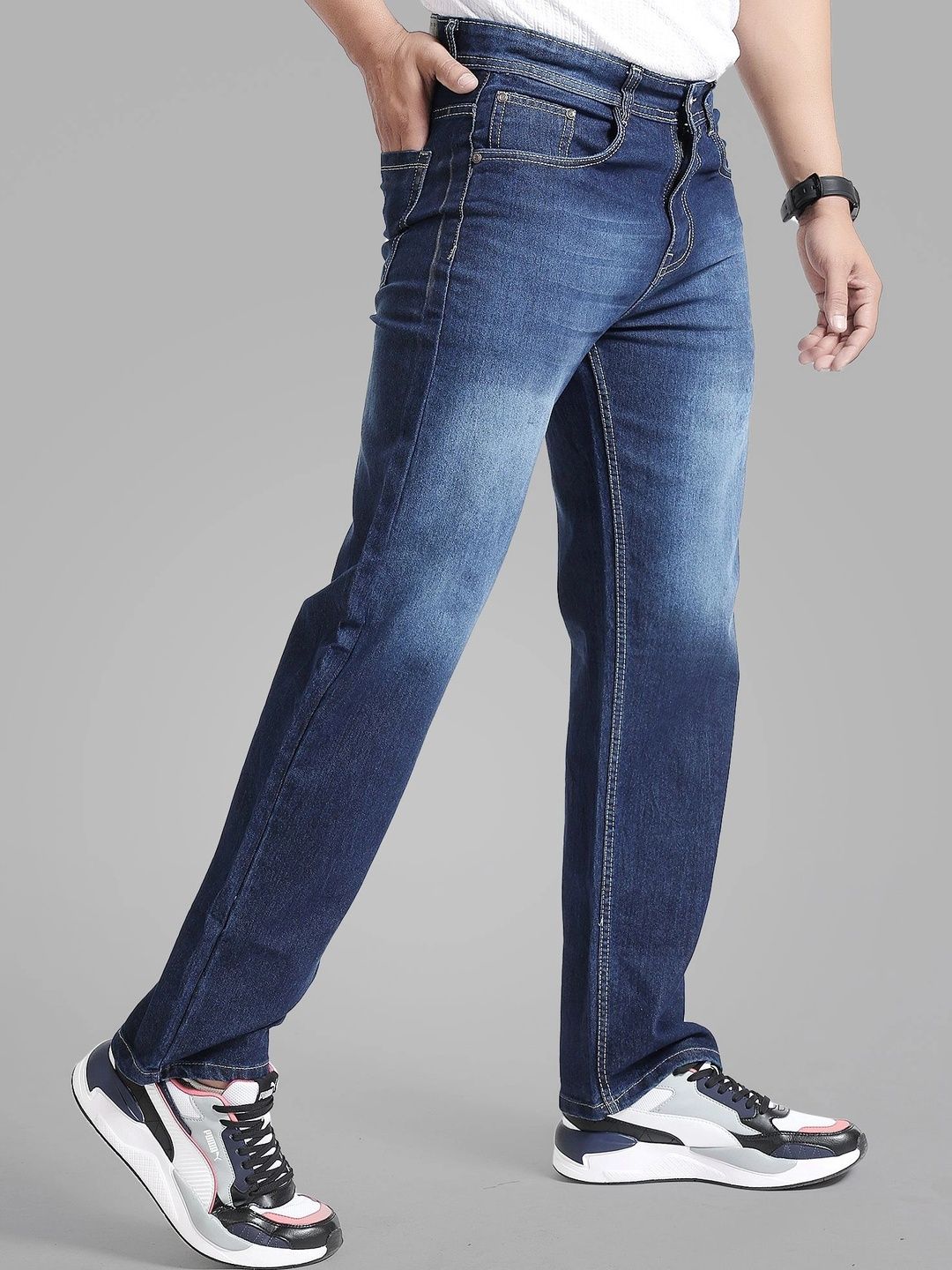 Wanted Men Straight Fit Mid-Rise Low Distress Jeans-picture-30