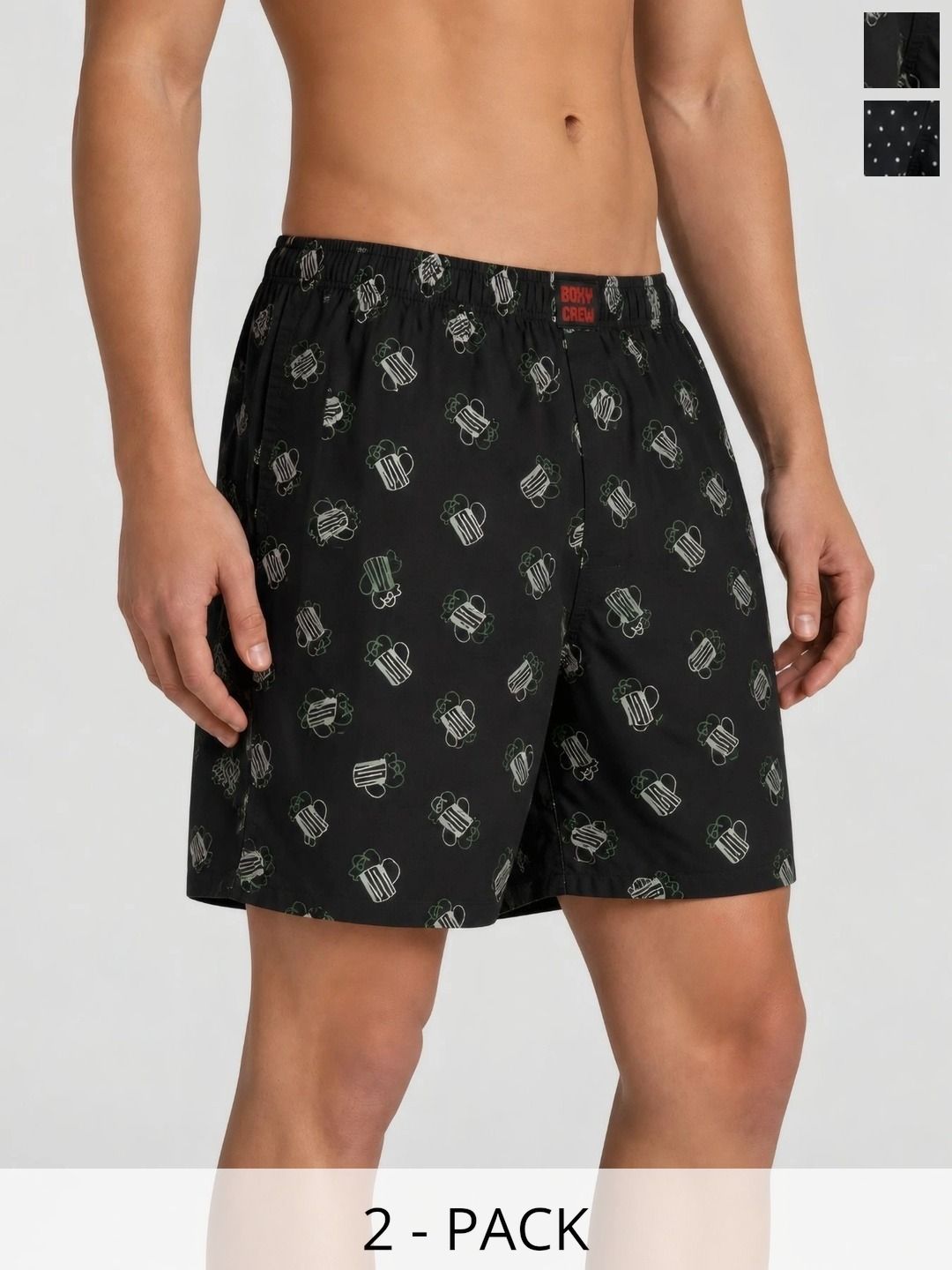 Boxy Crew Men Pack Of 2 Printed Pure Cotton Breathable Boxers-picture-12