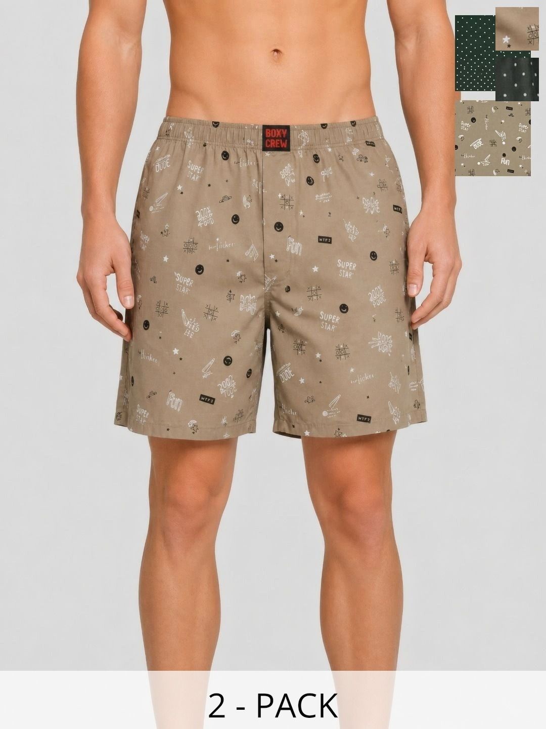 Boxy Crew Pack Of 2 Printed Pure Cotton Breathable Boxers-image-11