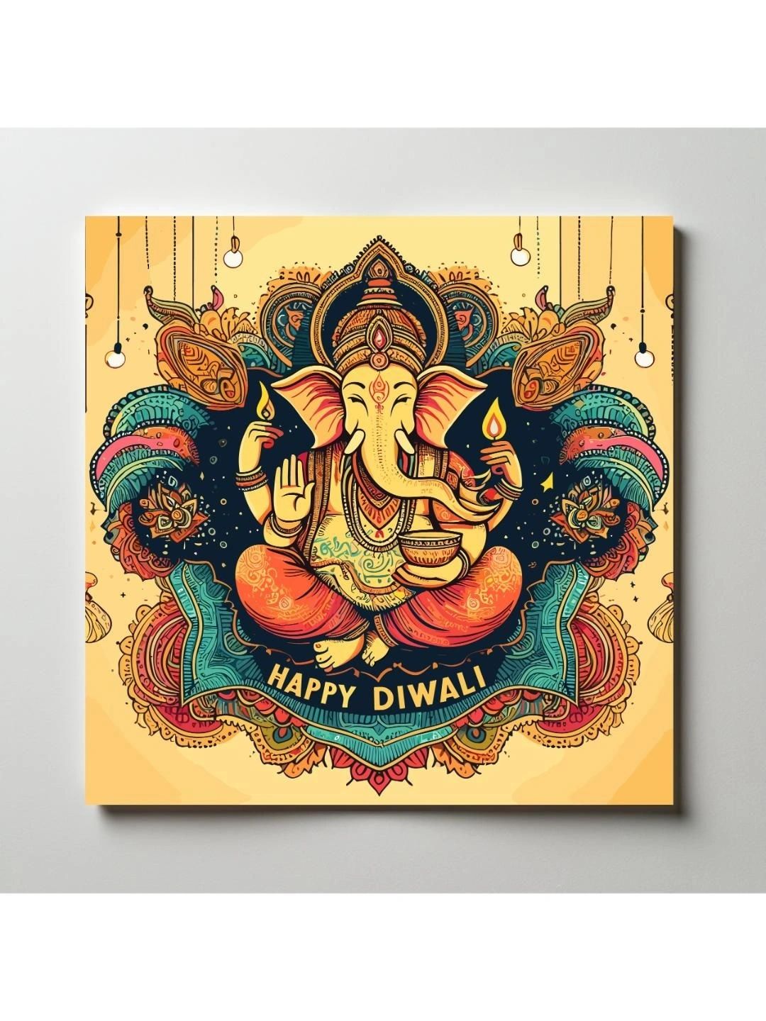 ARTOLIC Yellow & Navy Blue Happy Diwali D6 Wall Sticker-image-14