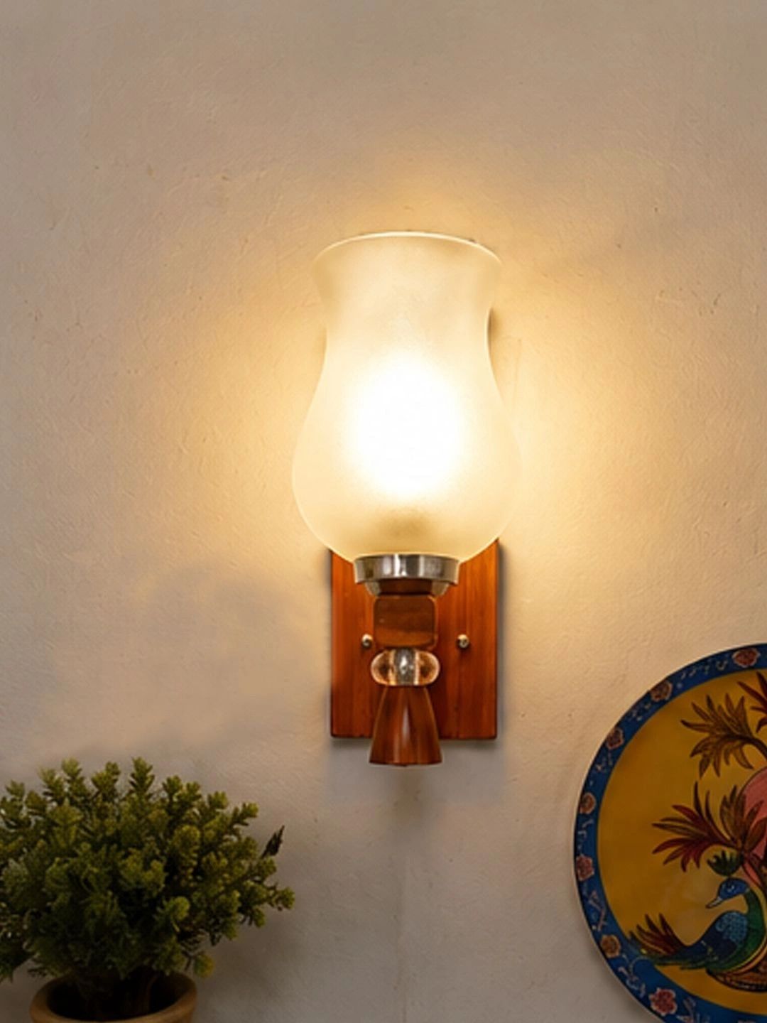 Myntra Elegant Homes White Wood Traditional Wall Lamp-picture-29