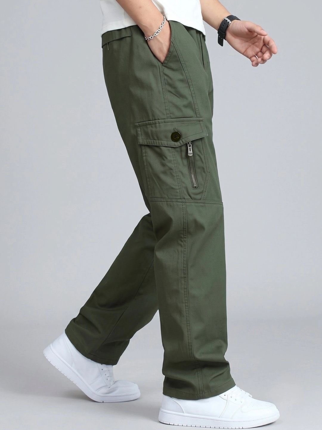 Mast & Harbour Men Classic Loose Fit Cargos Trousers-picture-12
