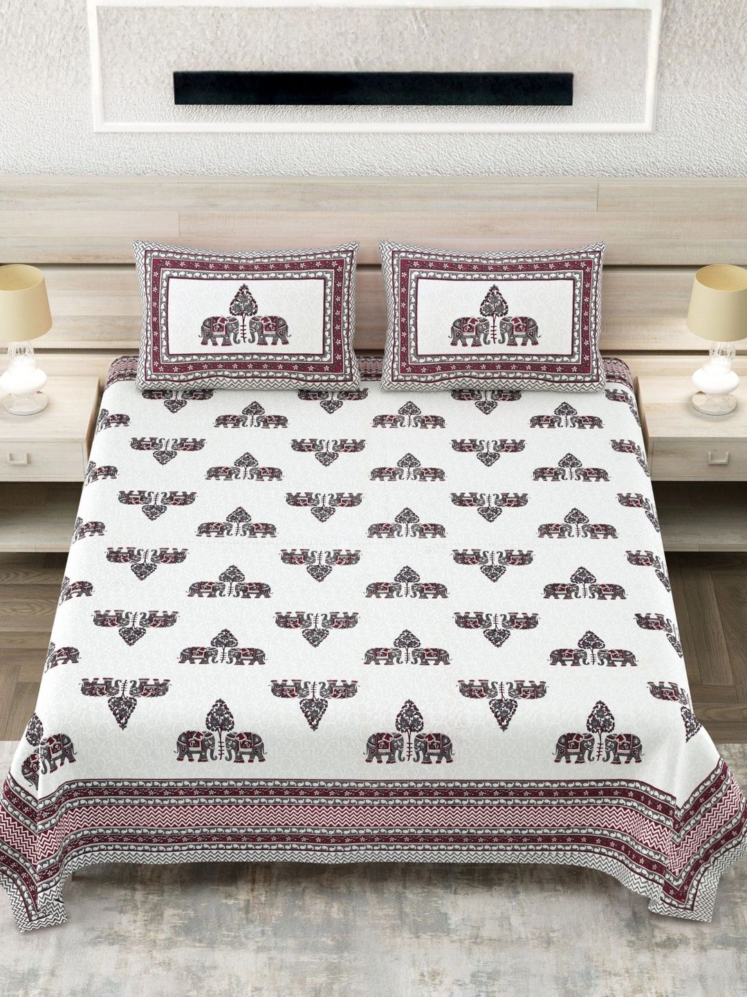 LIVING ROOTS White & White 144 TC Bedsheet with 2 Pillow Covers-image-16