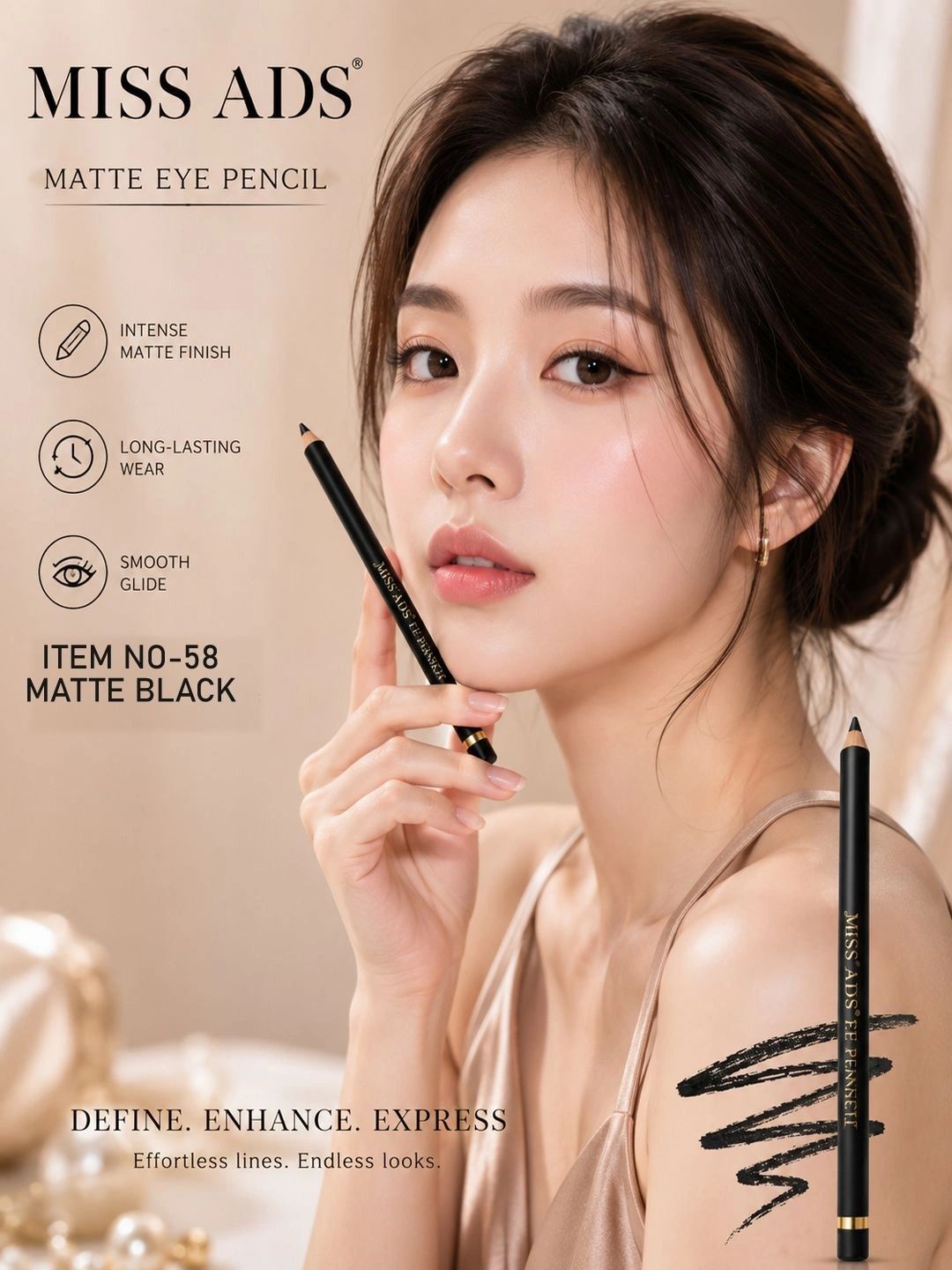 MISS ADS Long Lasting Eye Pencil - 2 g - Black 01-picture-33