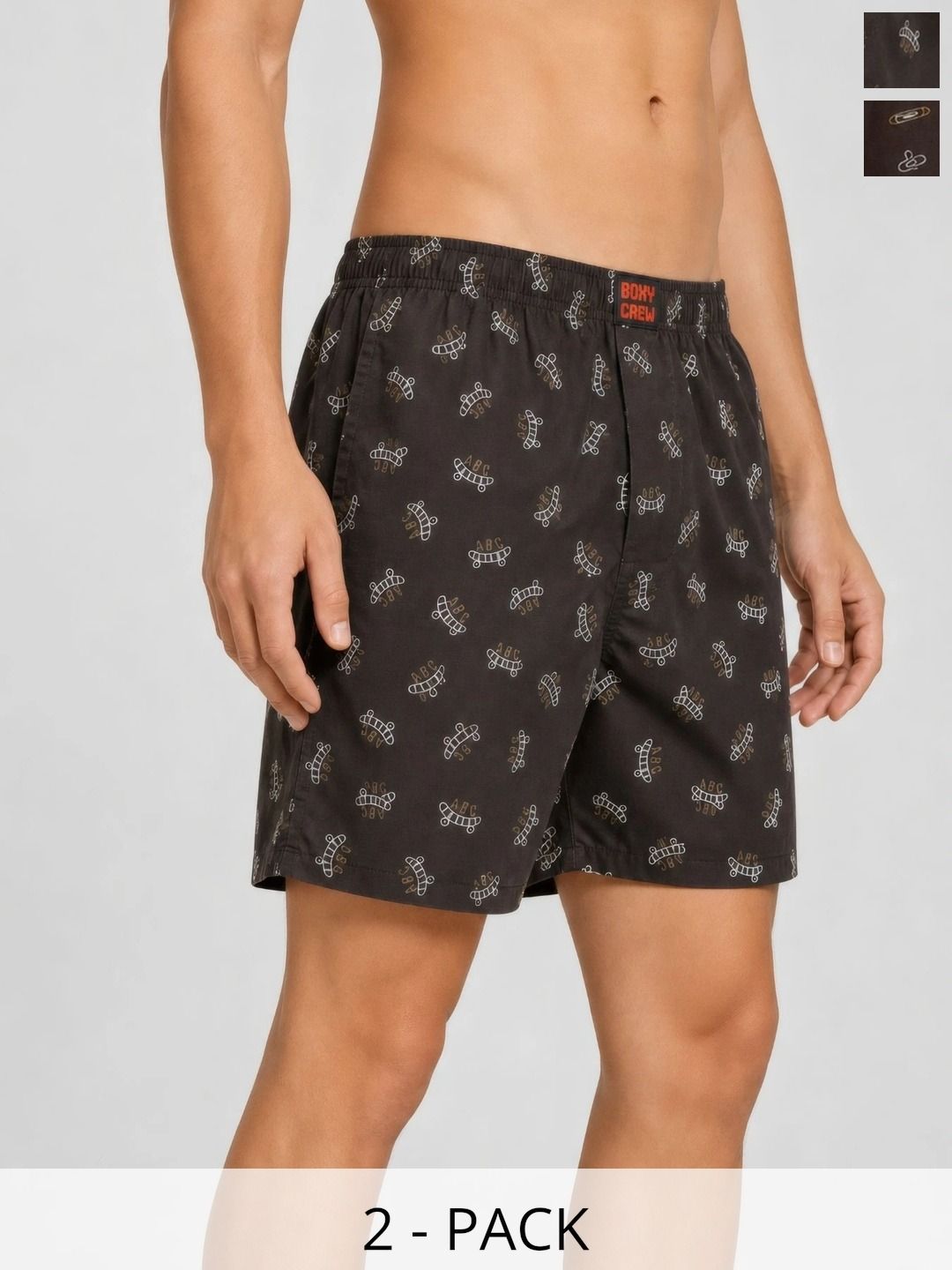 Boxy Crew Pack Of 2 Printed Pure Cotton Breathable Boxers-picture-49