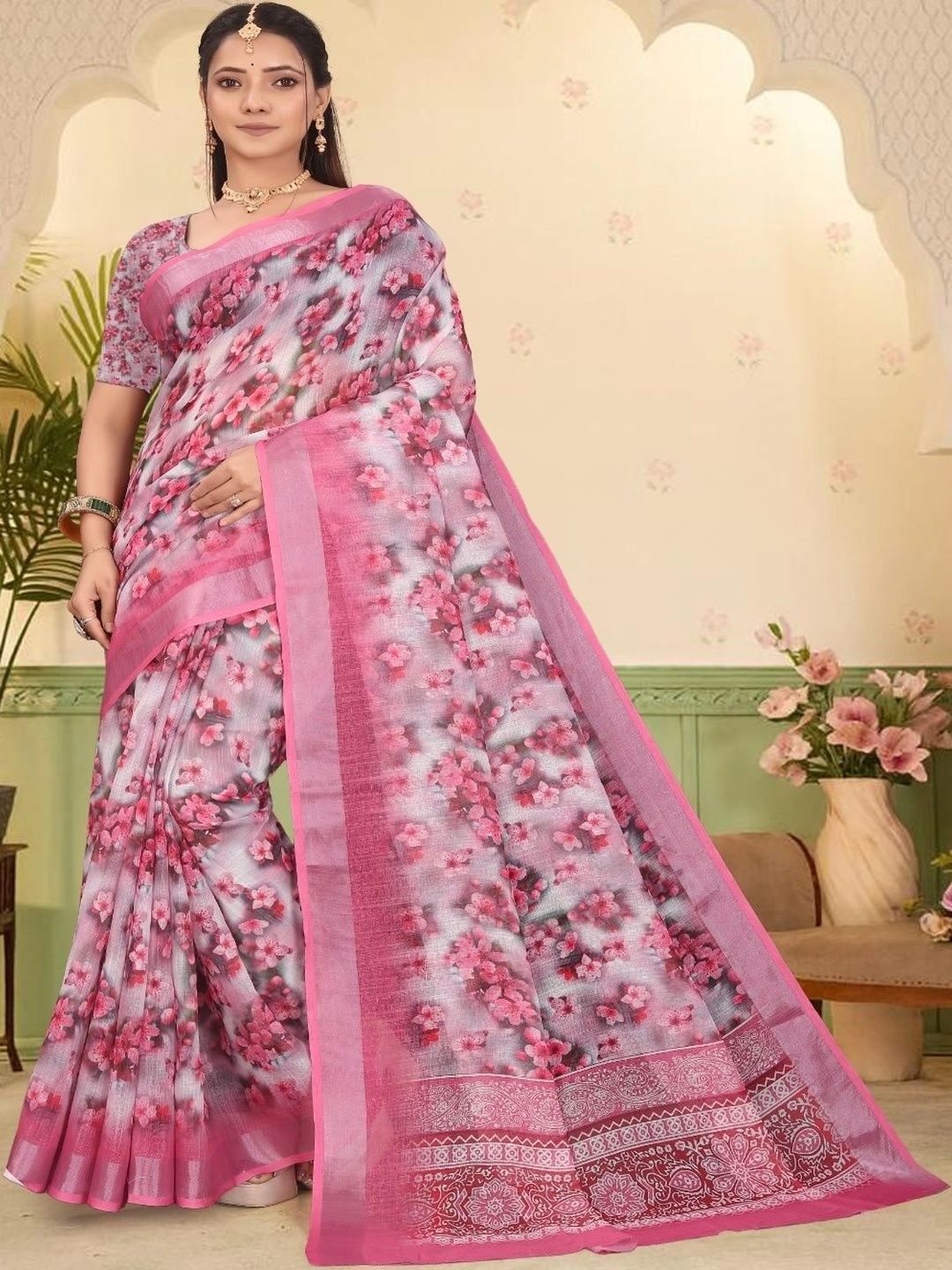 JIVIKA Floral Silk Cotton Kanjeevaram Saree-picture-40