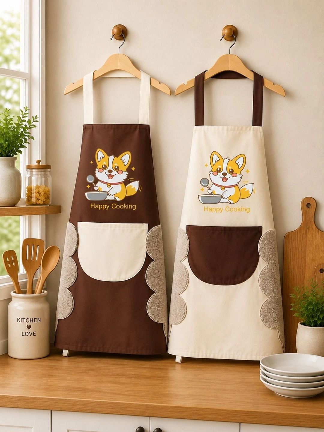 clipron Clipron2 Pieces Brwon Printed Aprons-picture-11