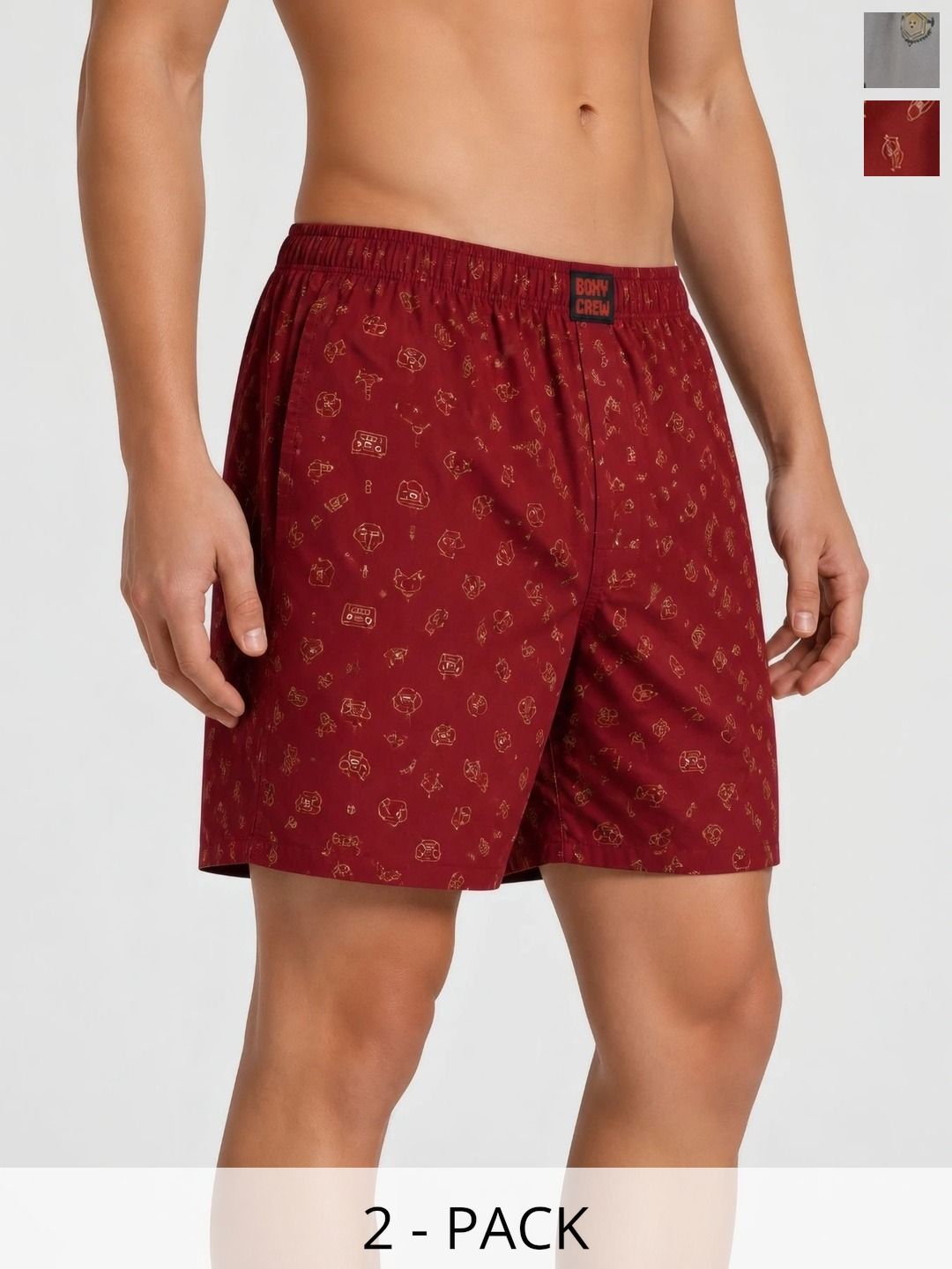 Boxy Crew Pack Of 2 Printed Pure Cotton Mid Rise Boxers-picture-22