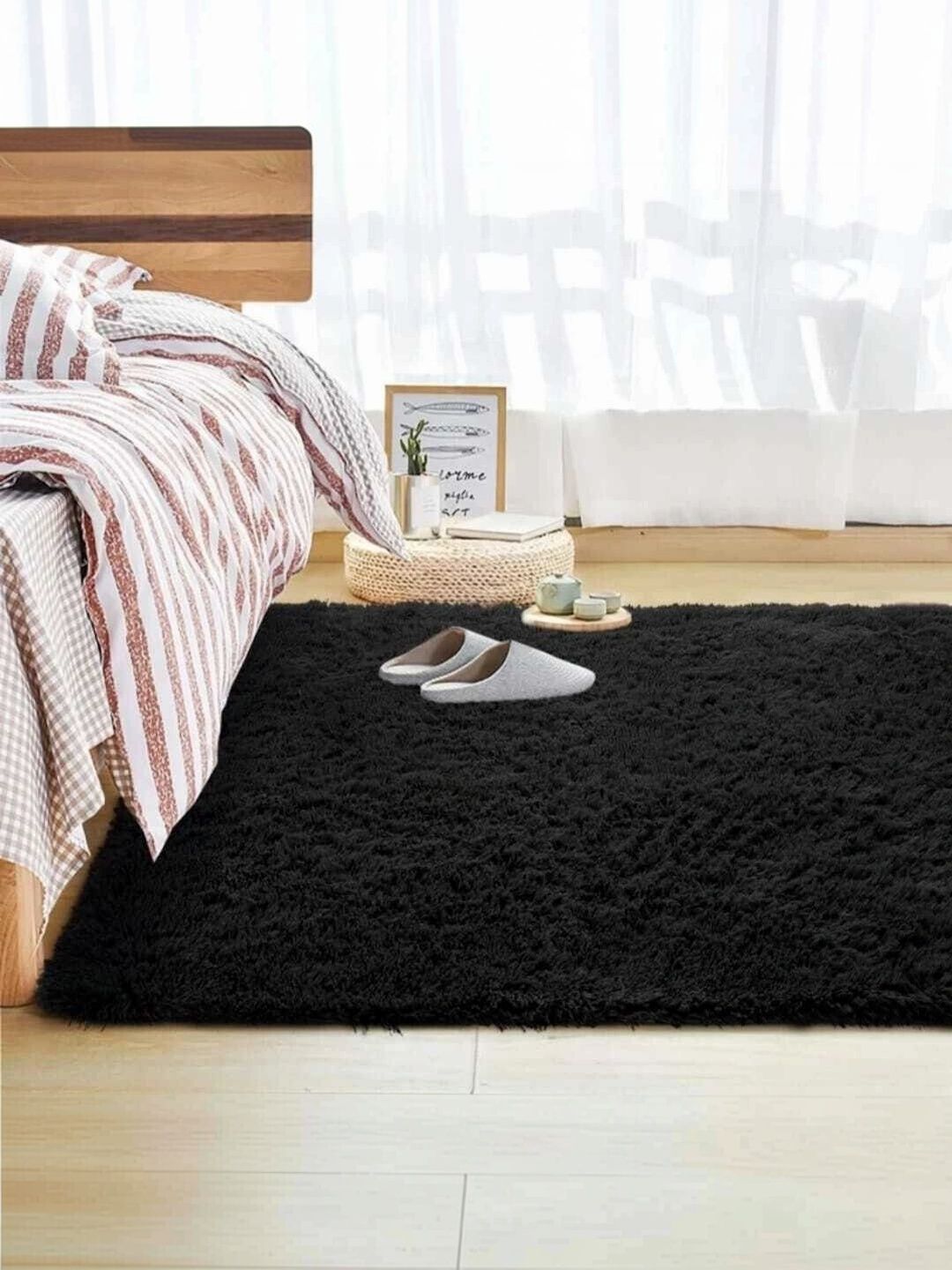 Samjeeda Handloom carpets Brown Geometric Anti-Skid Woollen Carpet-image-23