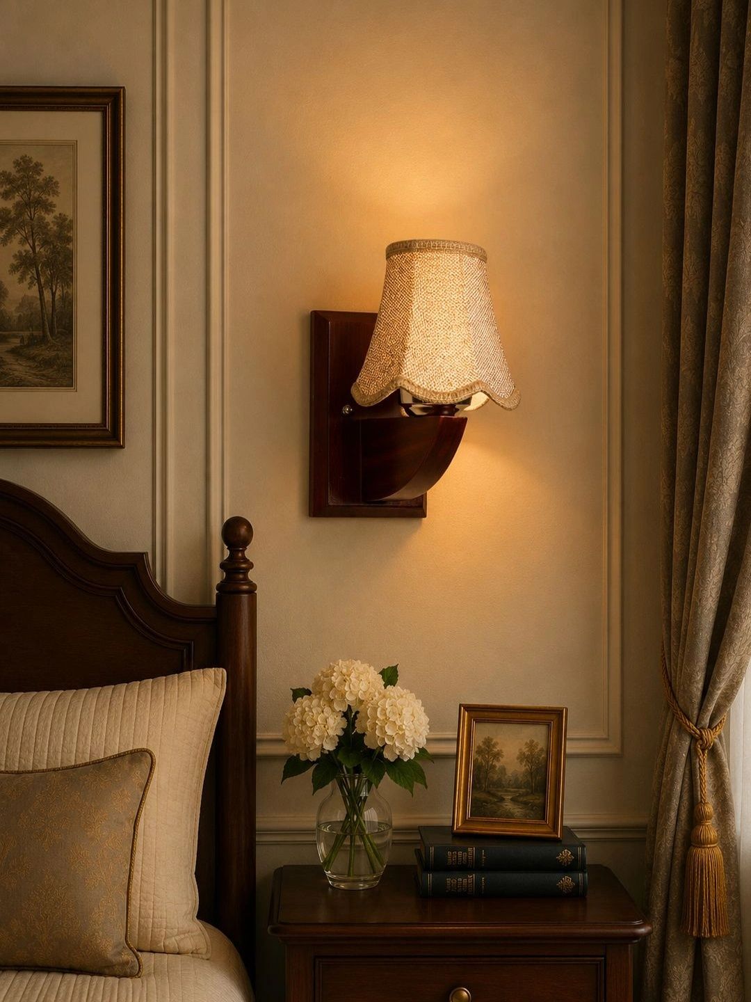 Myntra Elegant Homes Beige Textured Wood Traditional Wall Lamp-image-29