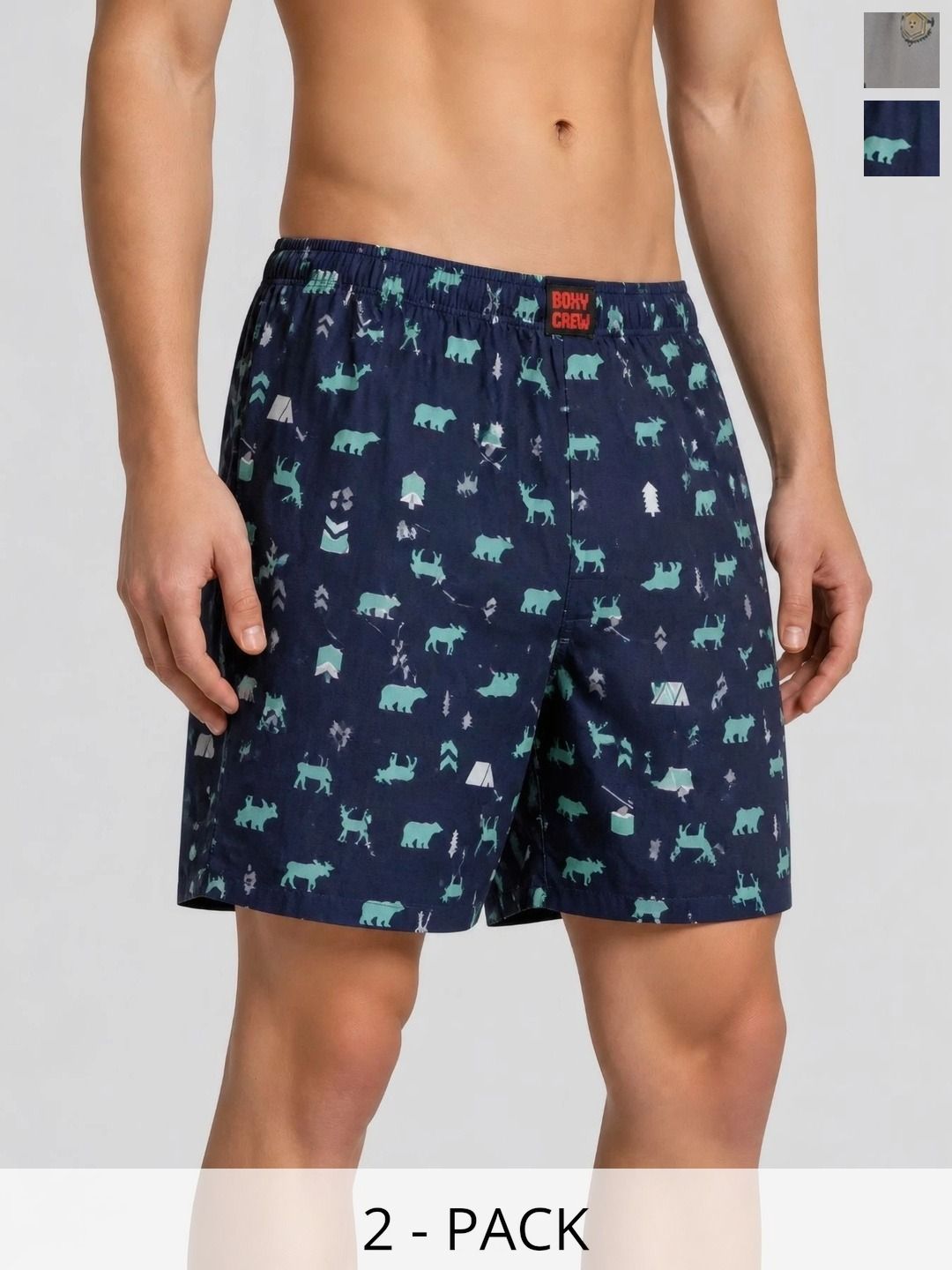 Boxy Crew Pack Of 2 Printed Pure Cotton Boxers-image-45