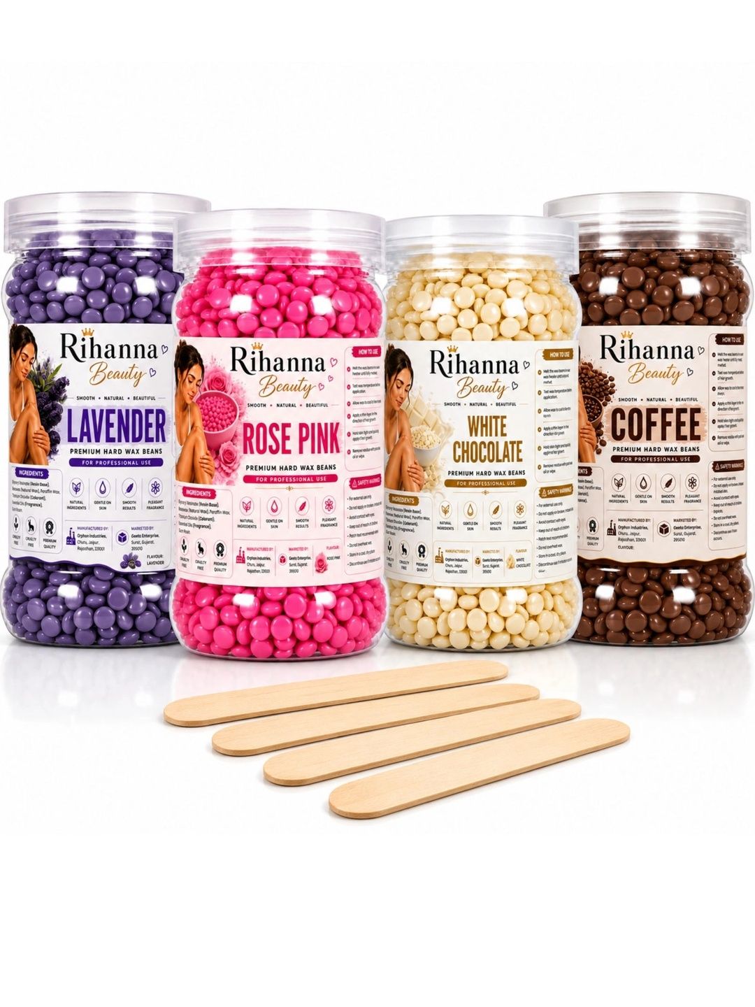 RIHANNA BEAUTY Set Of 4 Rose Pink, Chocolate, Lavender & Coffee Hard Wax Beans - 75 g Each-picture-19