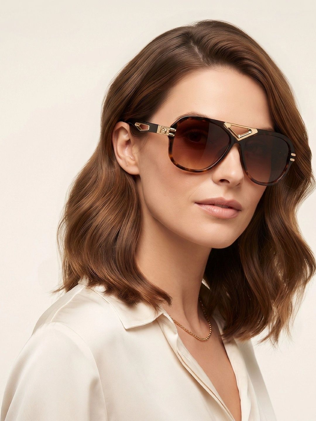KOPEK Unisex Brown Lens & Gold-Toned Aviator Sunglasses with-picture-49