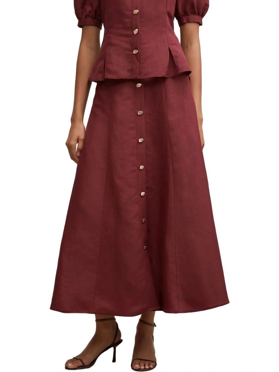 Forever New Women Linen Midi A-Line Skirt-picture-18