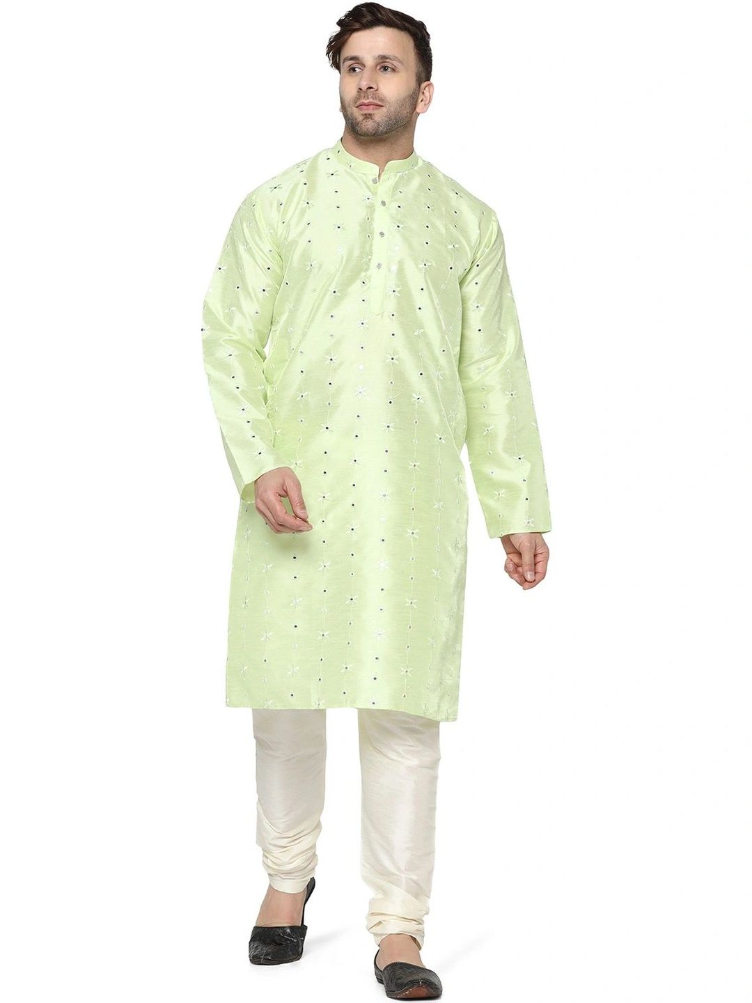 Jagdish Garments Men Ethnic Motifs Embroidered Regular Thread Work Kurta with Churidar-picture-13