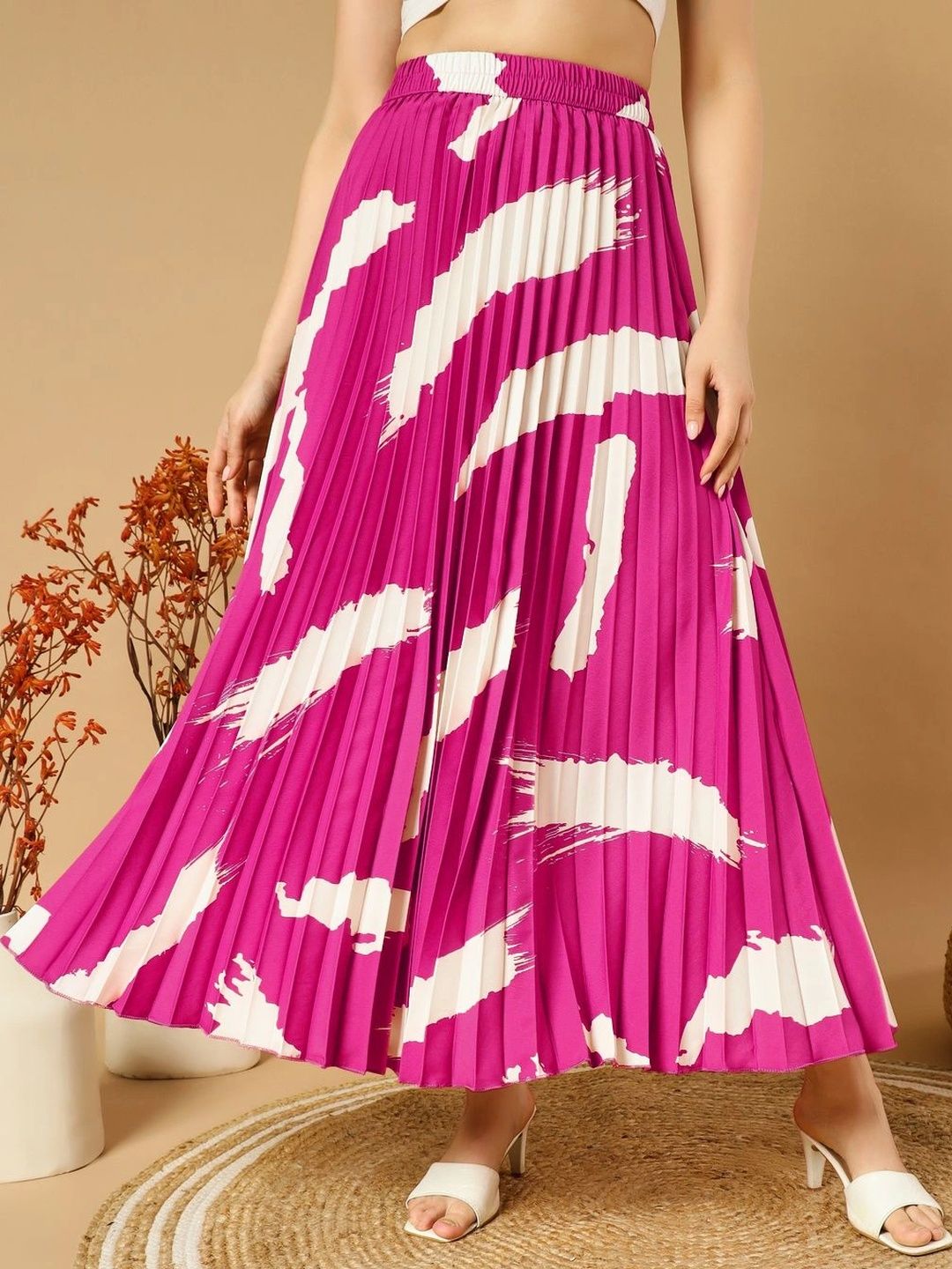 OTABU Women Abstract Midi Flared Skirt-picture-23