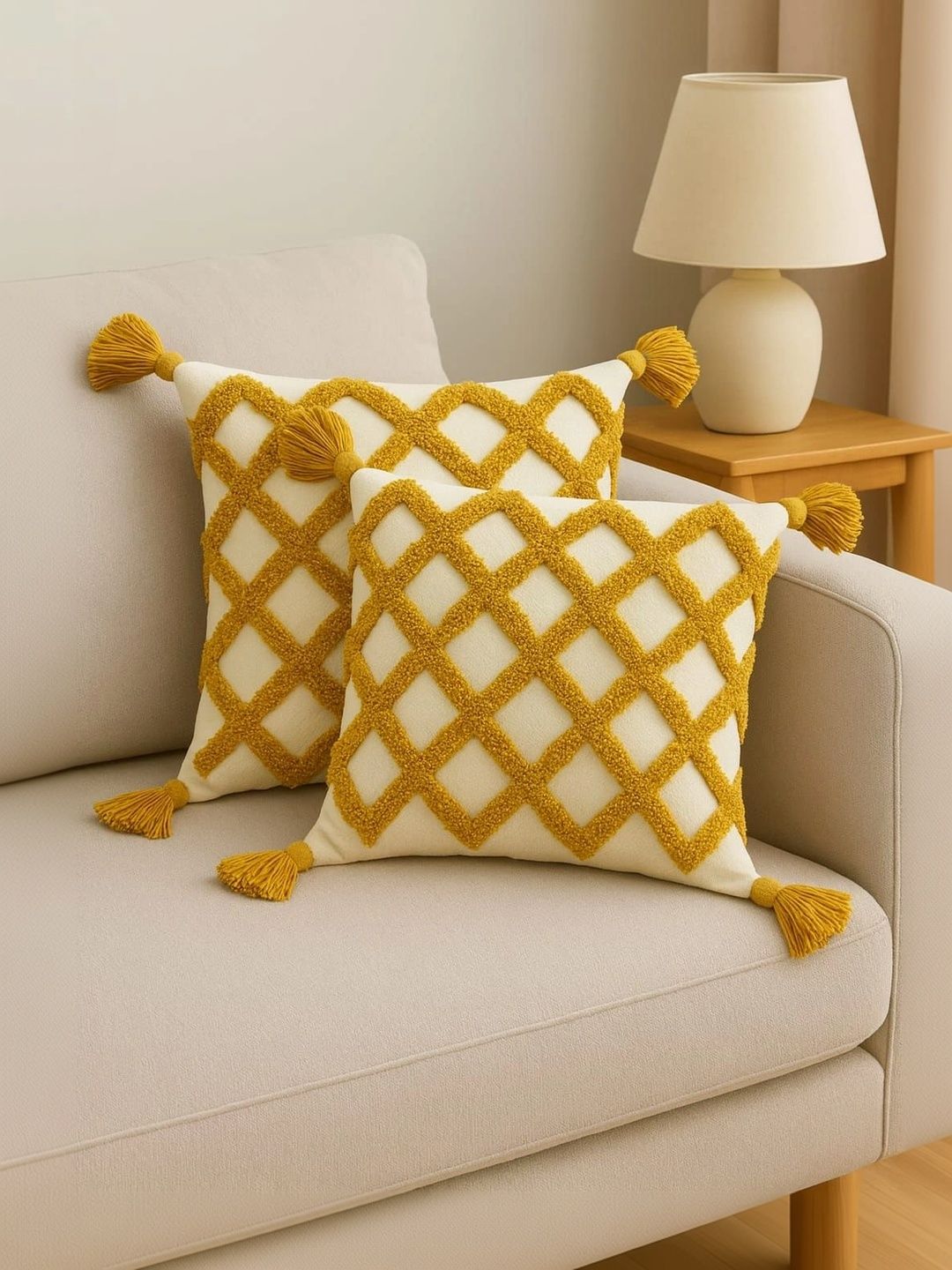 Sawariya Seth Decor Multicoloured Set of 2 Geometric Square Cushion Covers-picture-15