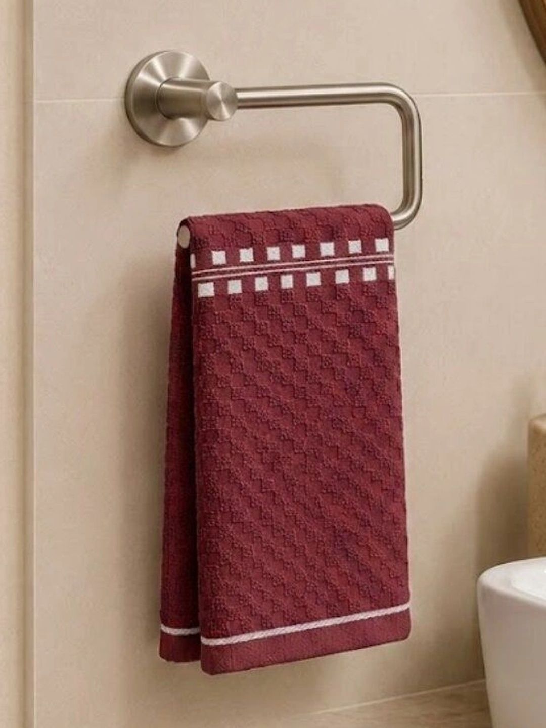 DEMARK 4-Pcs Pink & Brown Cotton Hand Towels-image-35