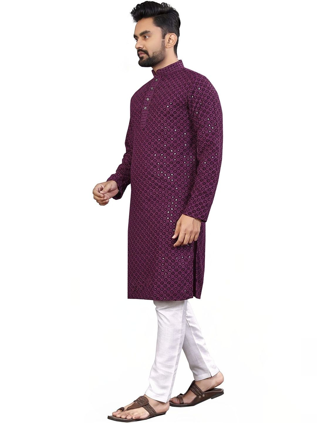 Moda Rapido Men Embellished Sequinned Handloom Kurta-picture-10