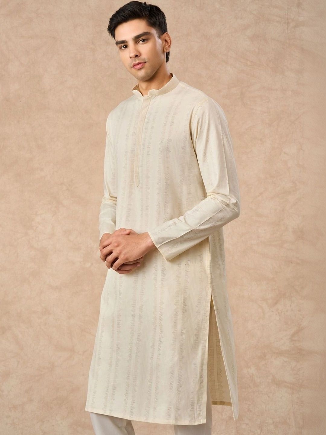Manyavar Men Ethnic Motifs Regular Pure Cotton Kurta with Pyjamas-picture-48