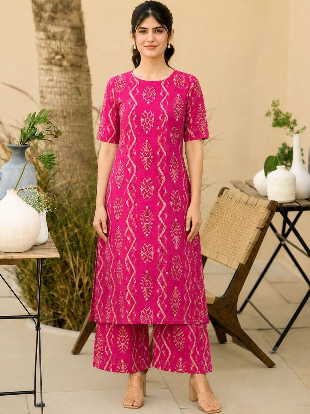 Aaghnya Women Ethnic Motifs Printed Regular Kurta with Palazzos-picture-26