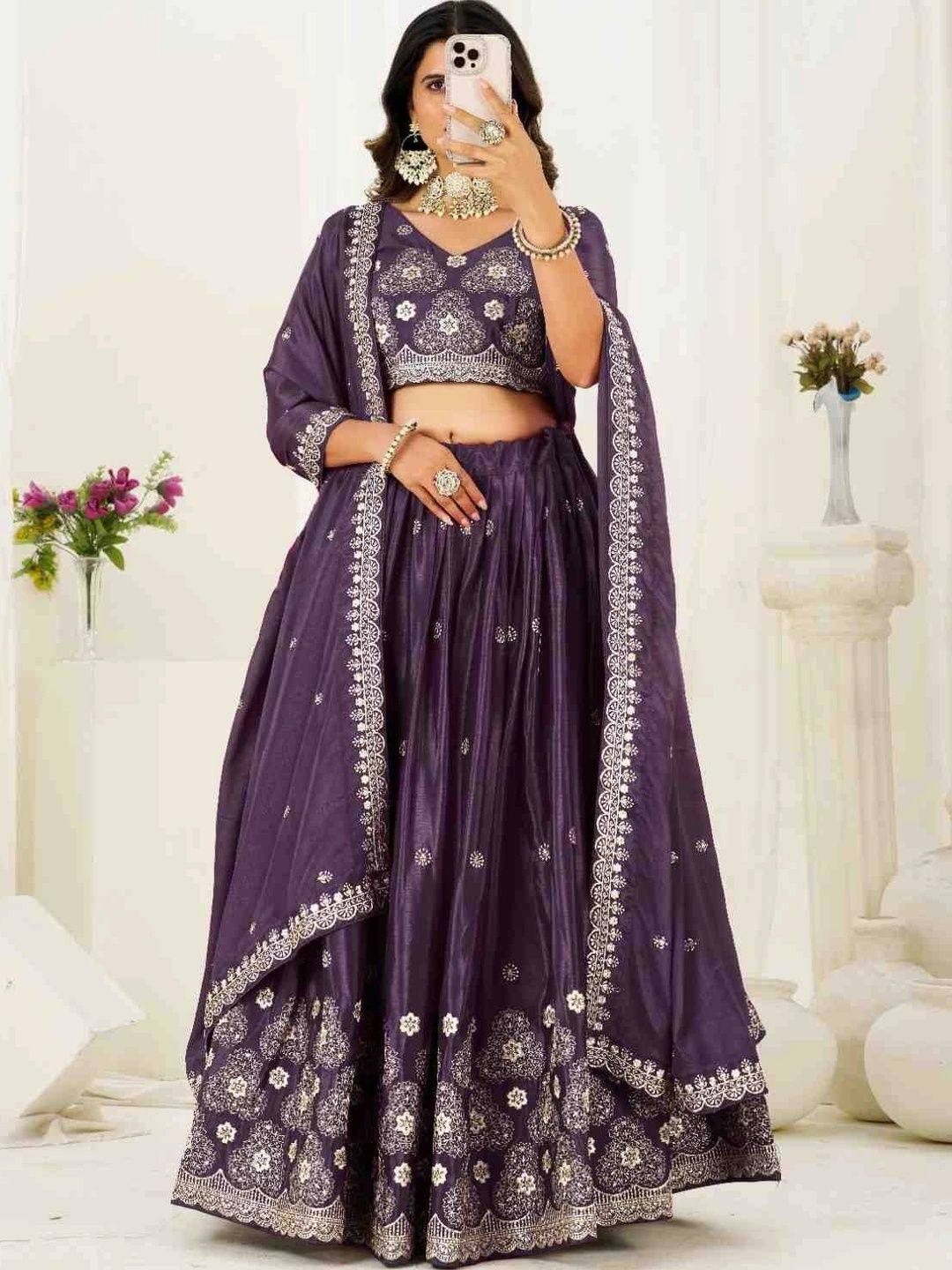 all about you Embroidered Thread Work Ready to Wear Lehenga & Blouse With Dupatta-picture-22