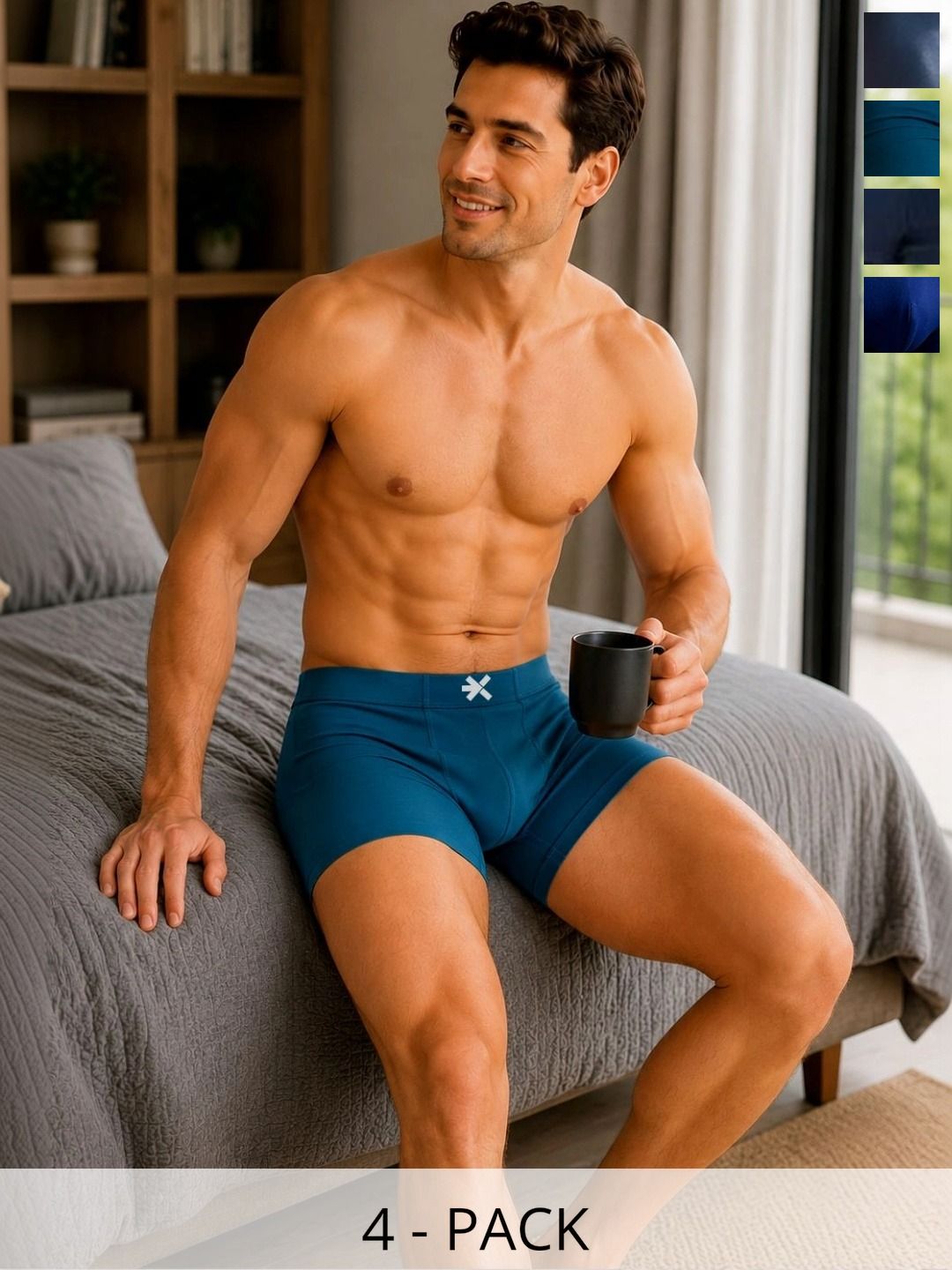 HRX by Hrithik Roshan Pack of 4 Cotton Blend Assorted Solid Trunks-picture-39