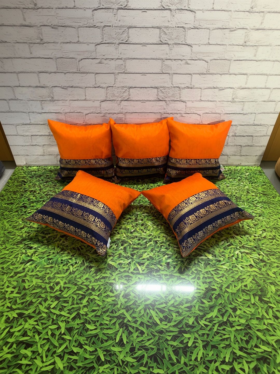 Pink Parrot Multicoloured Set of 5 Ethnic Motifs Square Cushion Covers-picture-42