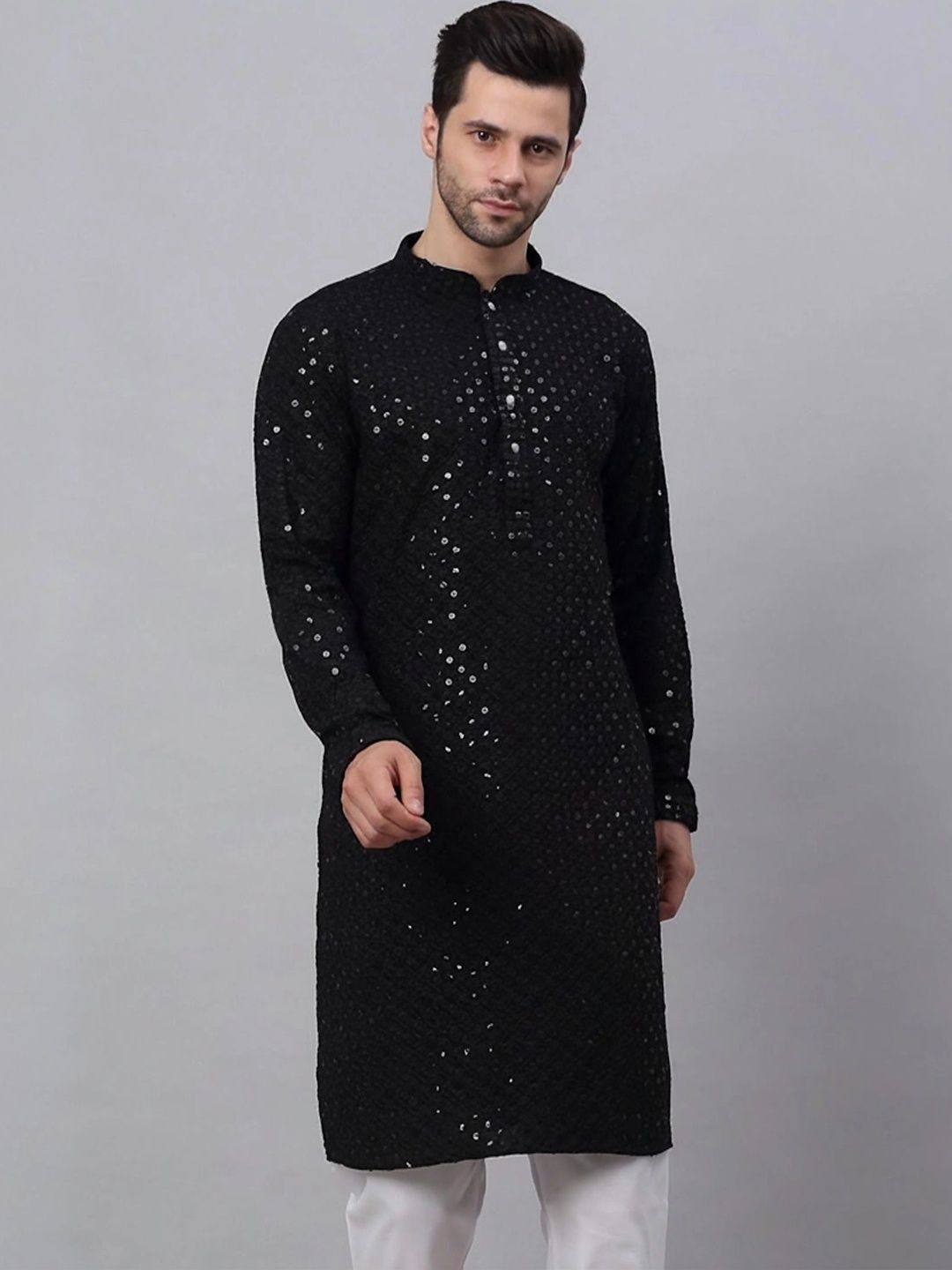 Moda Rapido Men Embellished Sequinned Handloom Kurta-image-17