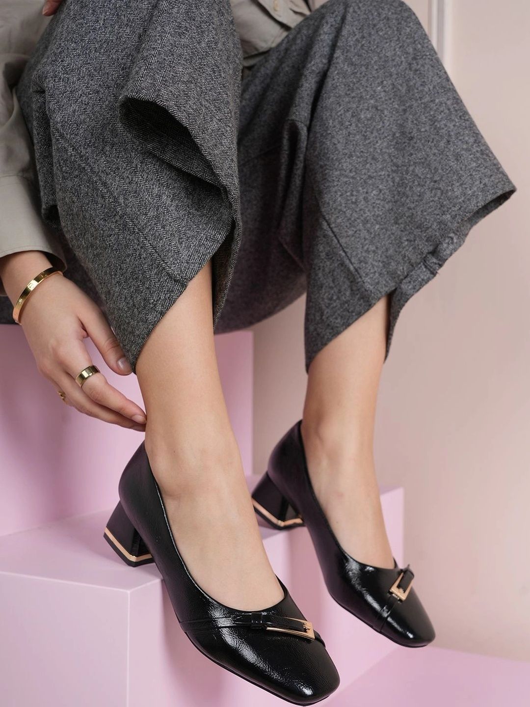 Lavie Textured Block Pumps with Buckles-picture-24