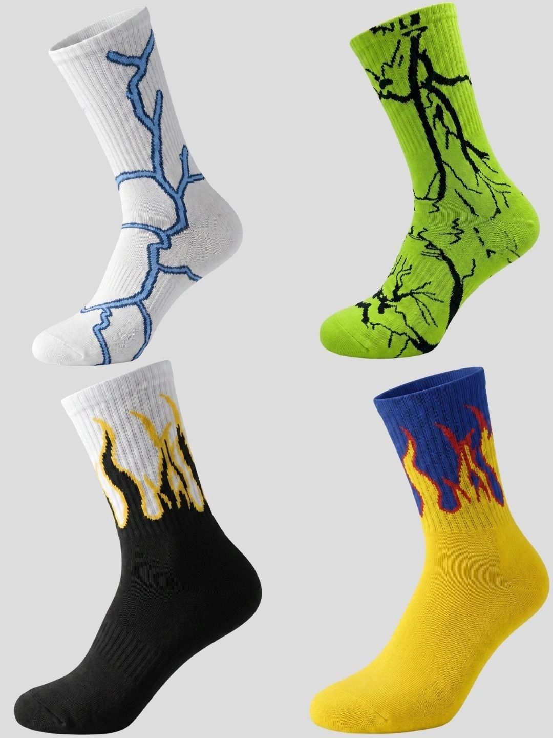 Moda Rapido Men Pack of 4 Cotton Blend Patterned Calf Length Socks-picture-50
