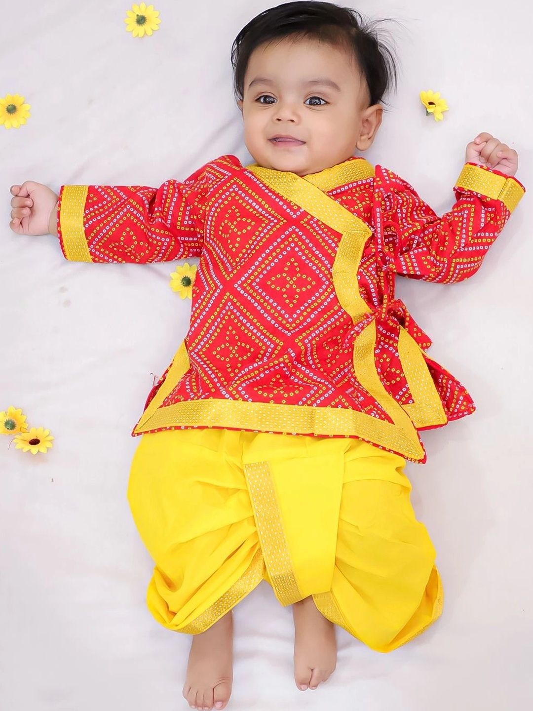 KID1 Boys Ethnic Motifs Printed Angrakha Pure Cotton Kurta with Dhoti Pants-picture-14