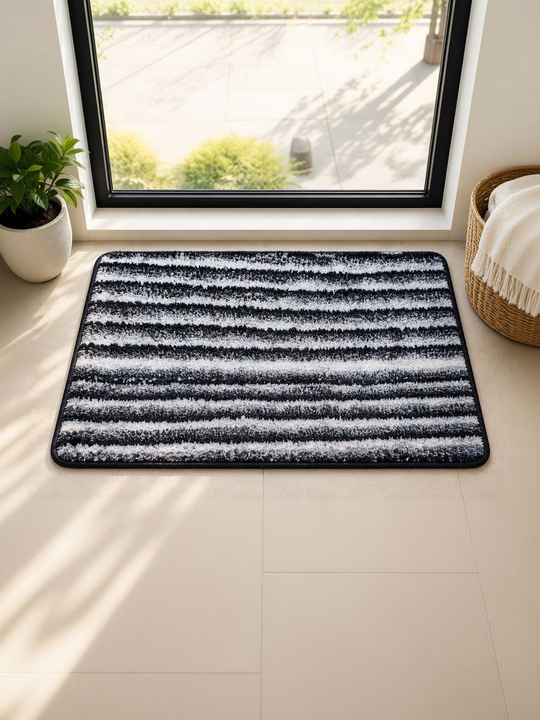 AaHo Decor Blue & Black Striped Quick Dry Doormats-picture-33