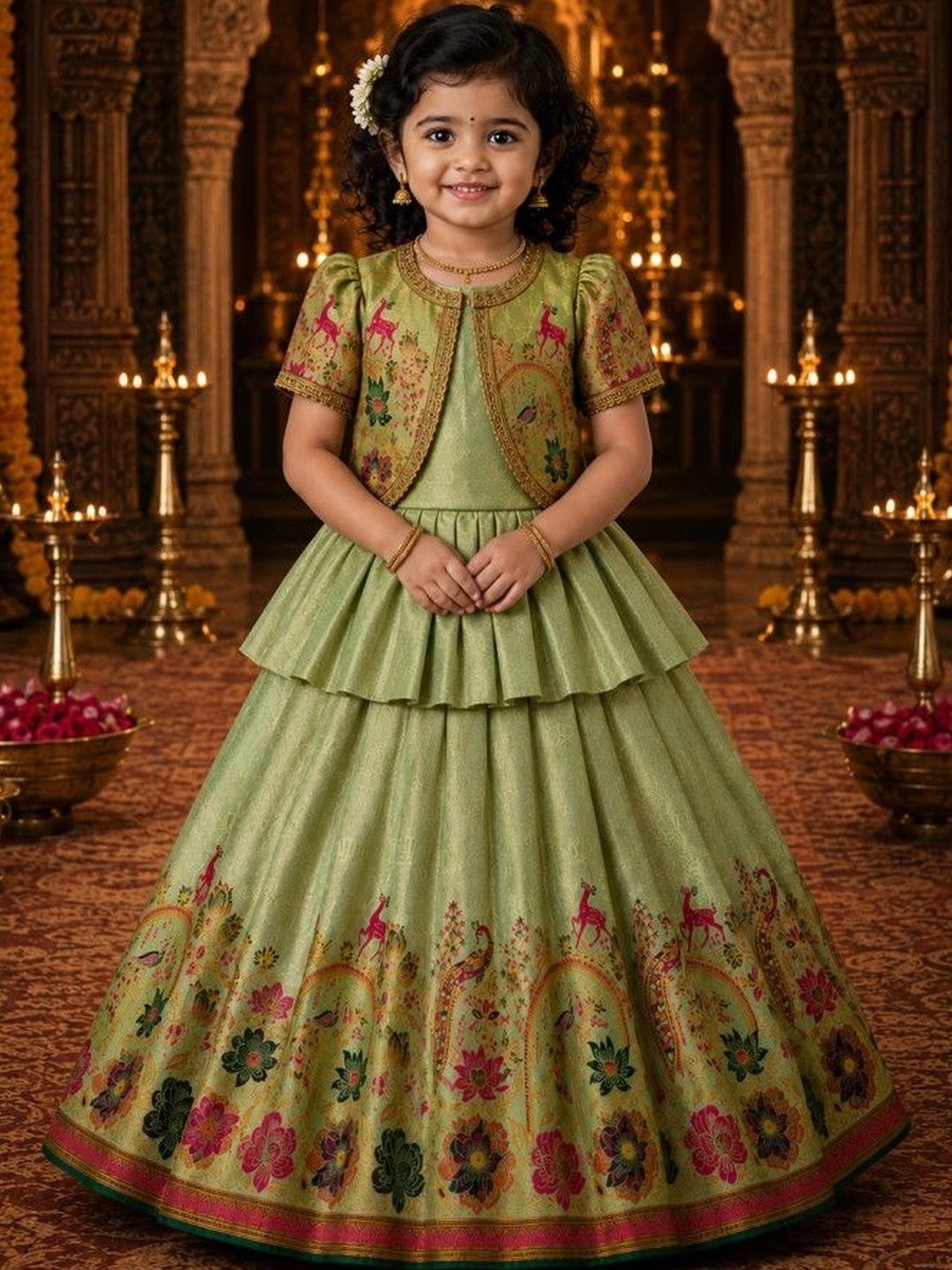 Ethzy Girls Printed Ready to Wear Lehenga &-picture-11