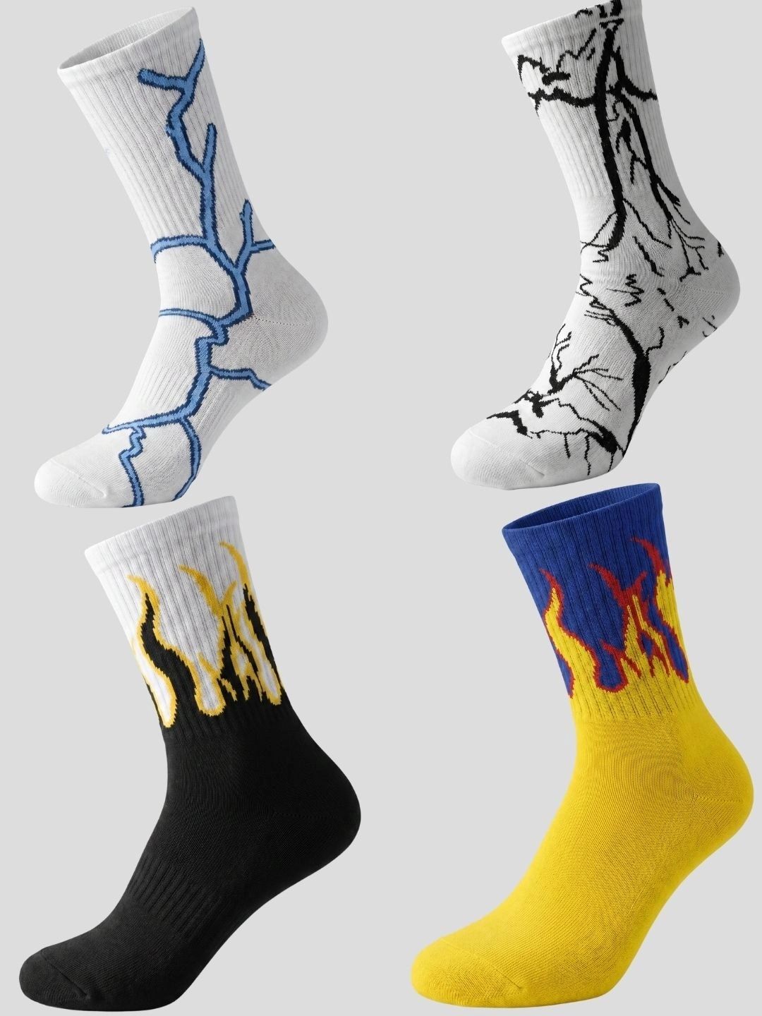 Moda Rapido Men Pack of 4 Cotton Blend Patterned Calf Length Socks-picture-21