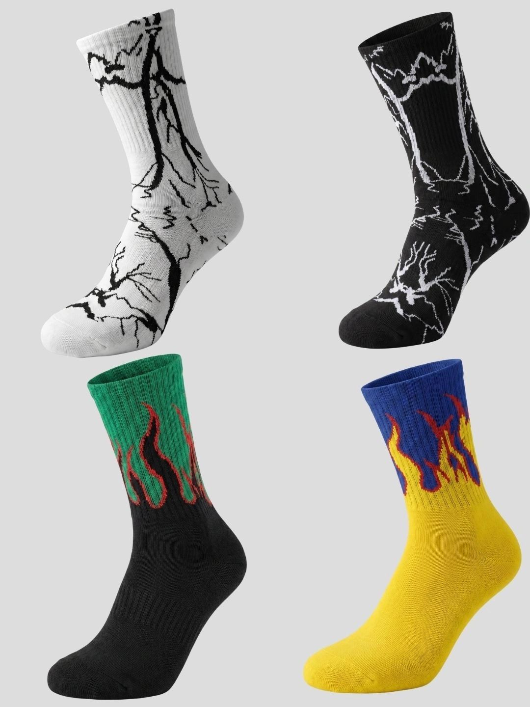 Moda Rapido Men Pack of 4 Cotton Blend Patterned Calf Length Socks-picture-38