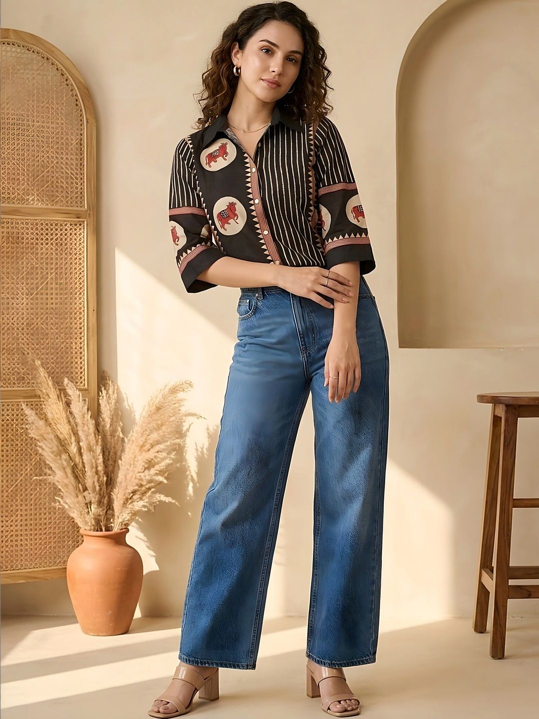 Banwaree Print Ethnic Crepe Top-picture-16